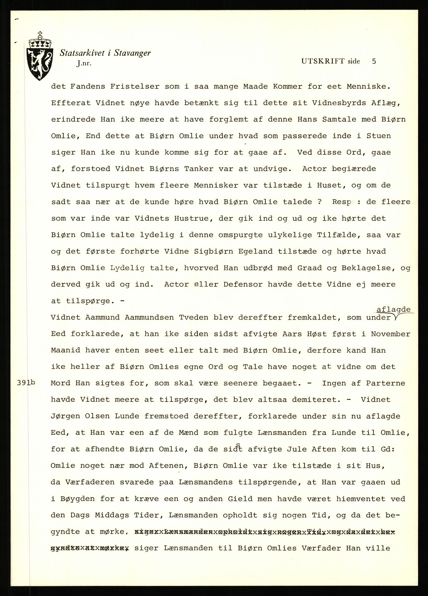 Statsarkivet i Stavanger, AV/SAST-A-101971/03/Y/Yj/L0104: Avskrifter sortert etter gårdsnavn: Kvæven - Åmli (Vest-Agder) og Jonsgård (Troms), 1750-1930, s. 491