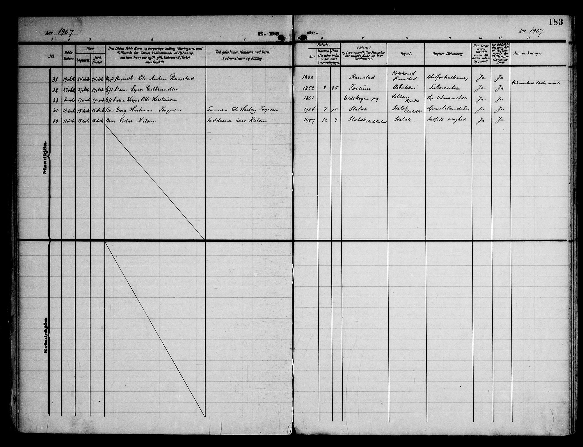 Østre Bærum prestekontor Kirkebøker, AV/SAO-A-10887/F/Fa/L0001: Ministerialbok nr. 1, 1905-1924, s. 183