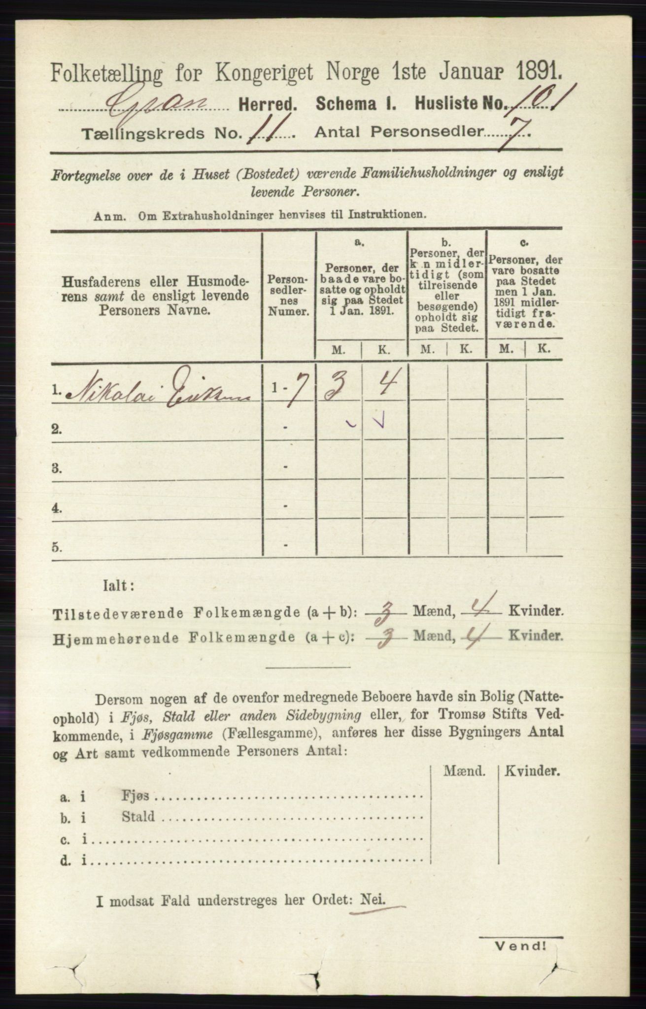 RA, Folketelling 1891 for 0534 Gran herred, 1891, s. 5459