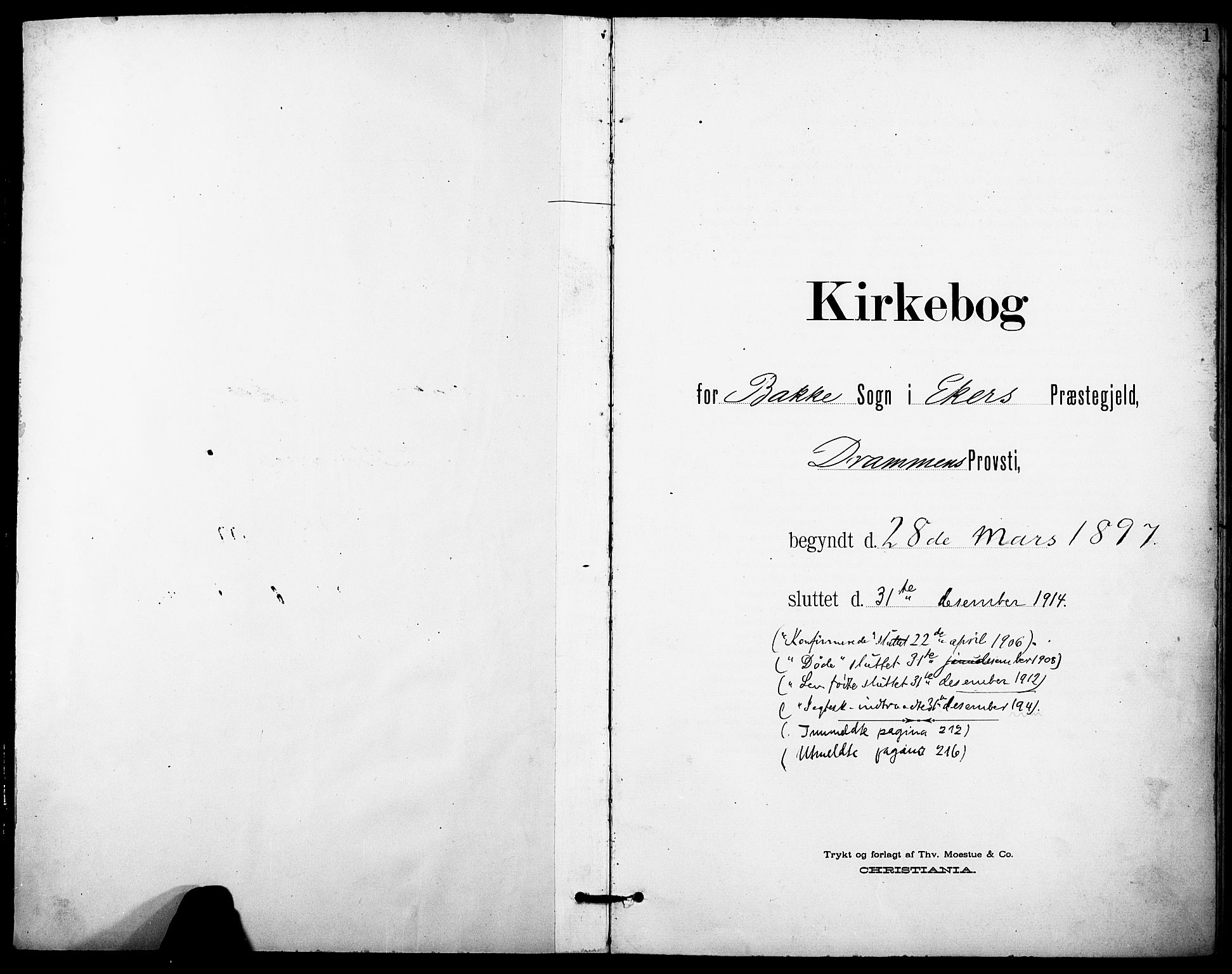 Eiker kirkebøker, SAKO/A-4/F/Fc/L0003: Ministerialbok nr. III 3, 1897-1981, s. 1