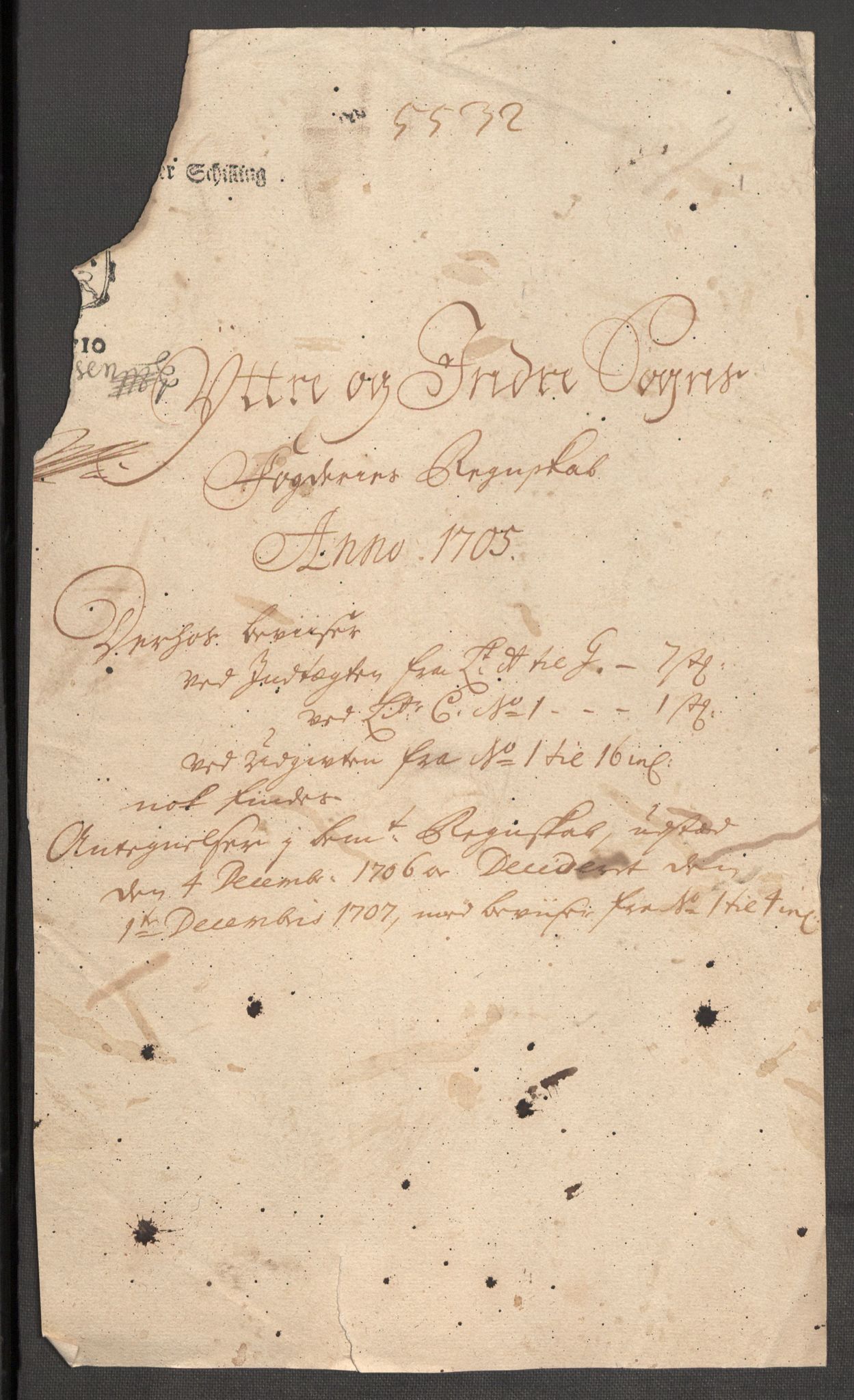 Rentekammeret inntil 1814, Reviderte regnskaper, Fogderegnskap, RA/EA-4092/R52/L3314: Fogderegnskap Sogn, 1705-1707, s. 3