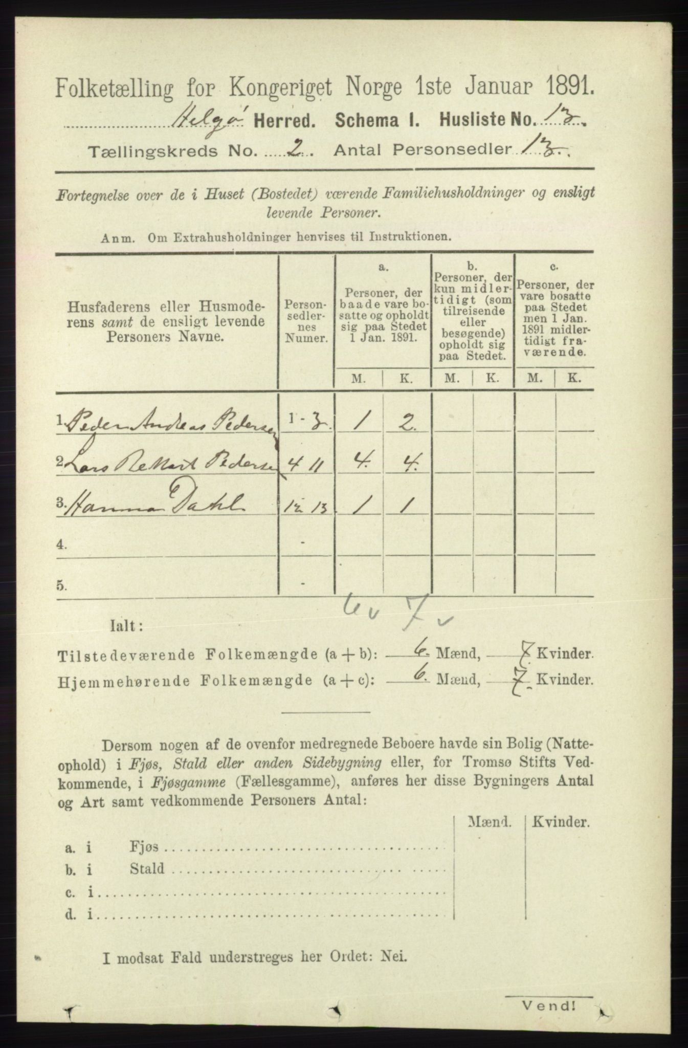 RA, Folketelling 1891 for 1935 Helgøy herred, 1891, s. 295