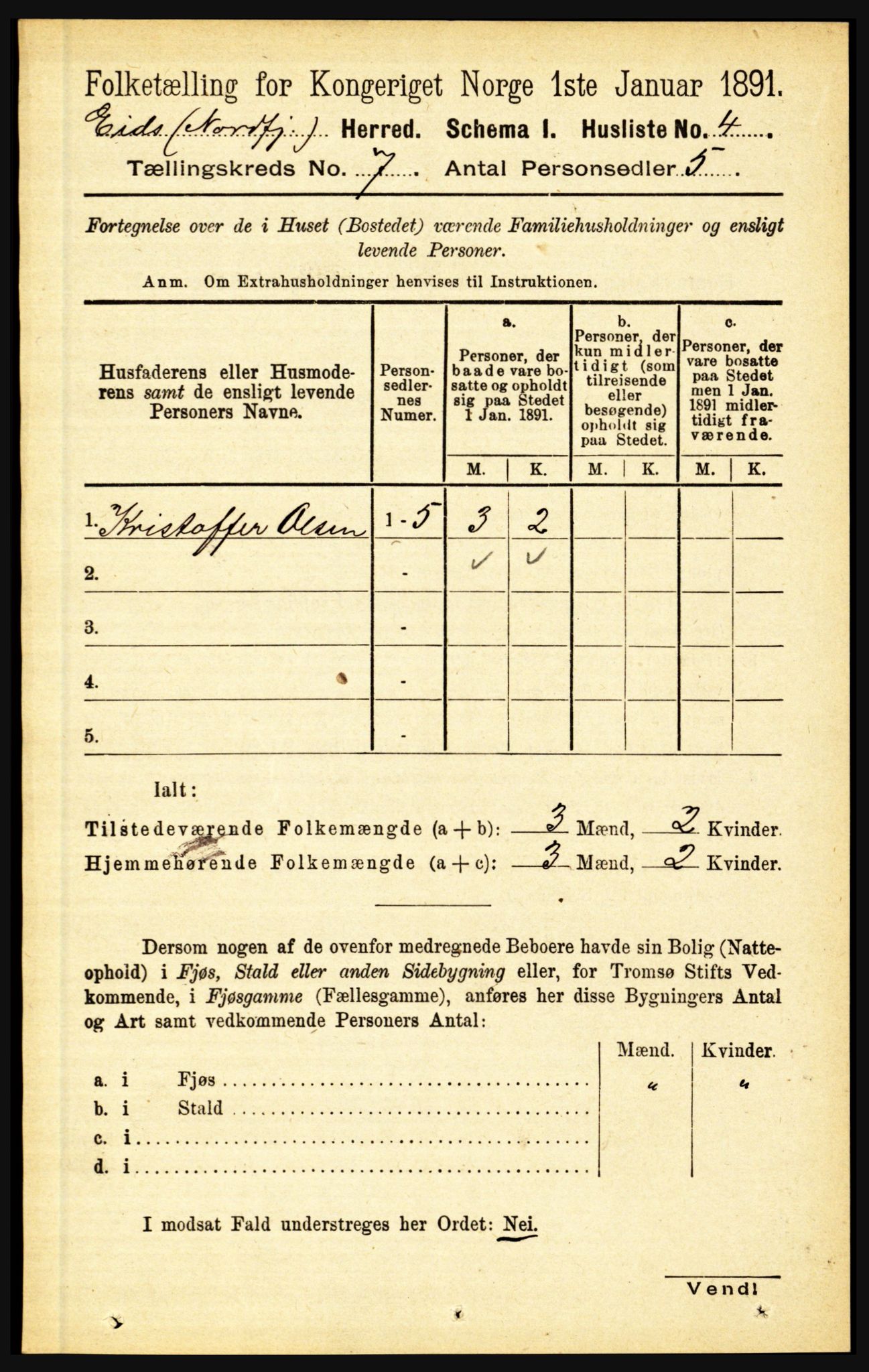 RA, Folketelling 1891 for 1443 Eid herred, 1891, s. 1758