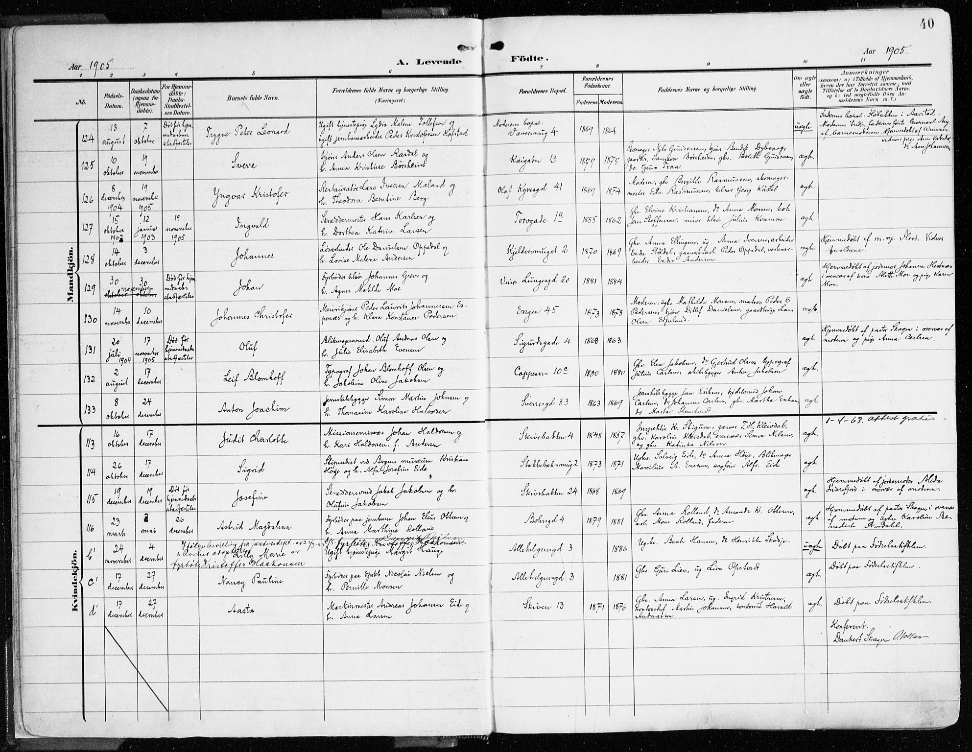 Domkirken sokneprestembete, AV/SAB-A-74801/H/Haa/L0025: Ministerialbok nr. B 8, 1903-1925, s. 40
