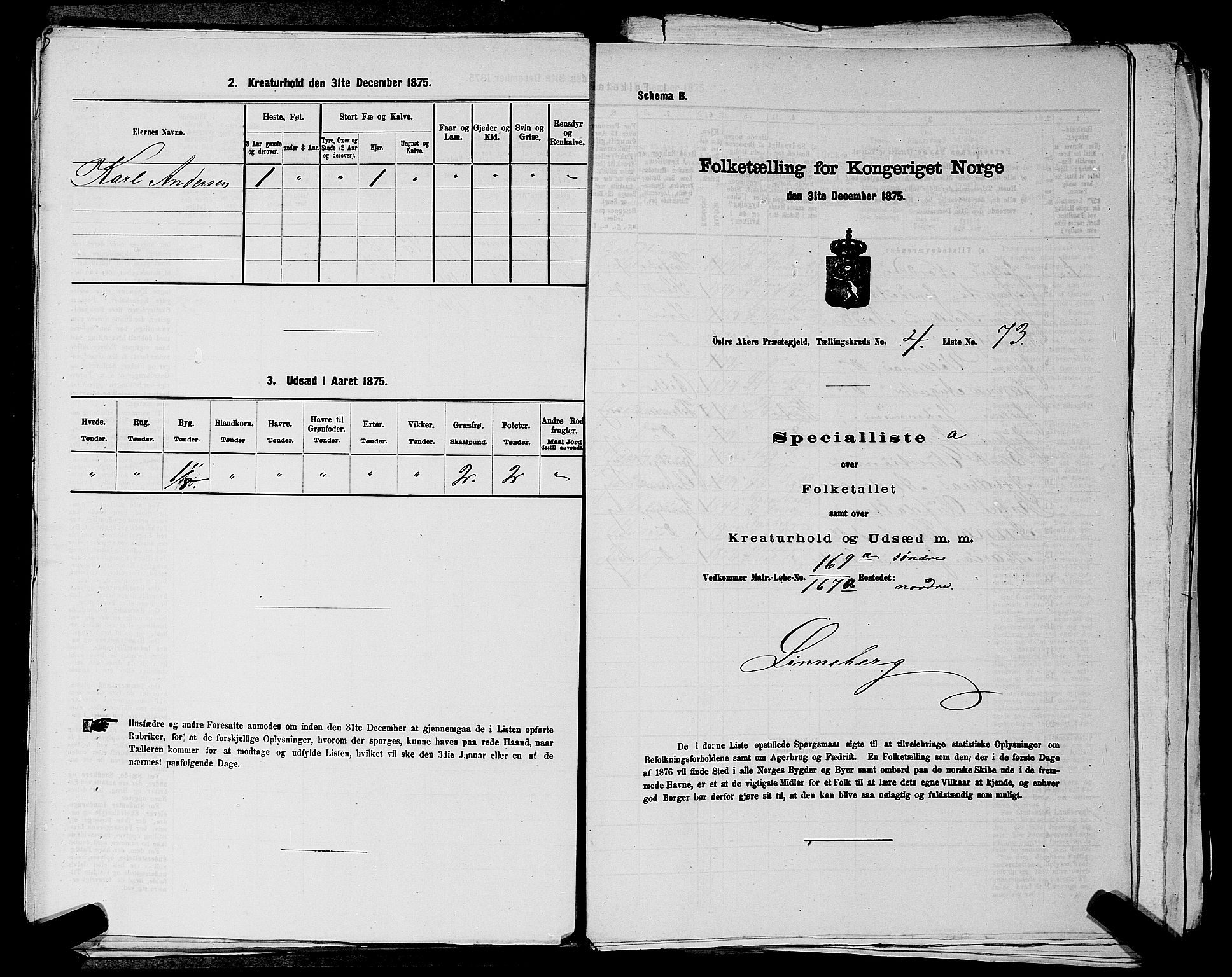 RA, Folketelling 1875 for 0218bP Østre Aker prestegjeld, 1875, s. 1313