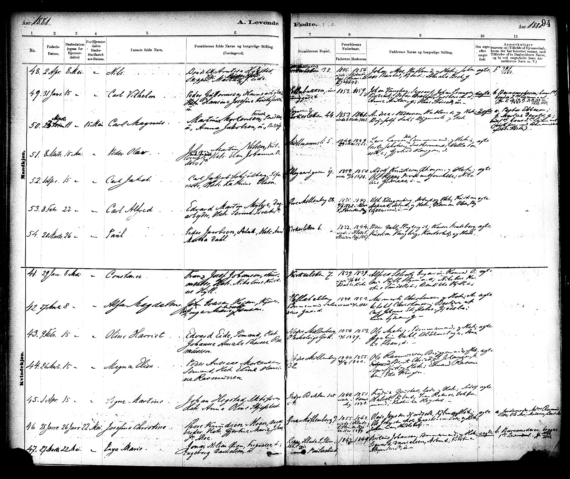 Ministerialprotokoller, klokkerbøker og fødselsregistre - Sør-Trøndelag, SAT/A-1456/604/L0188: Ministerialbok nr. 604A09, 1878-1892, s. 94