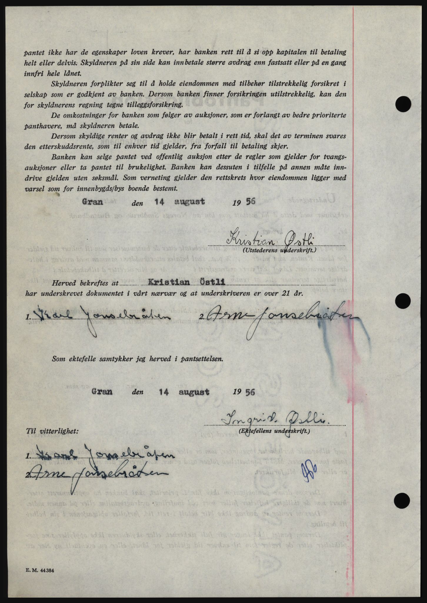 Hadeland og Land tingrett, SAH/TING-010/H/Hb/Hbc/L0034: Pantebok nr. B34, 1956-1956, Dagboknr: 2244/1956