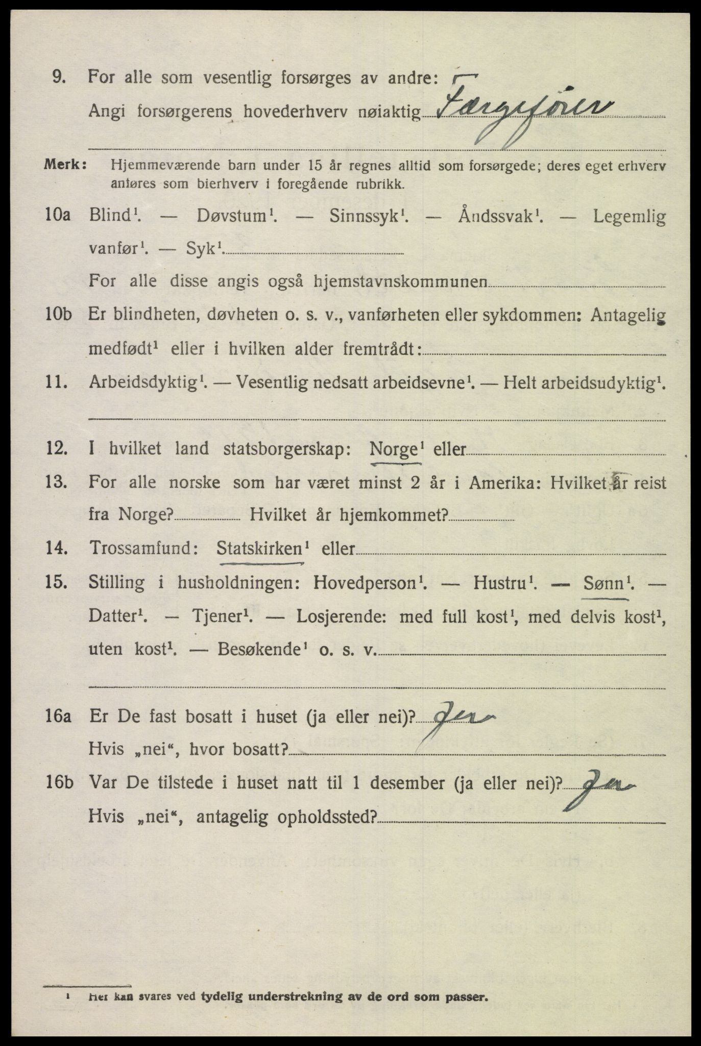 SAK, Folketelling 1920 for 1029 Sør-Audnedal herred, 1920, s. 4580