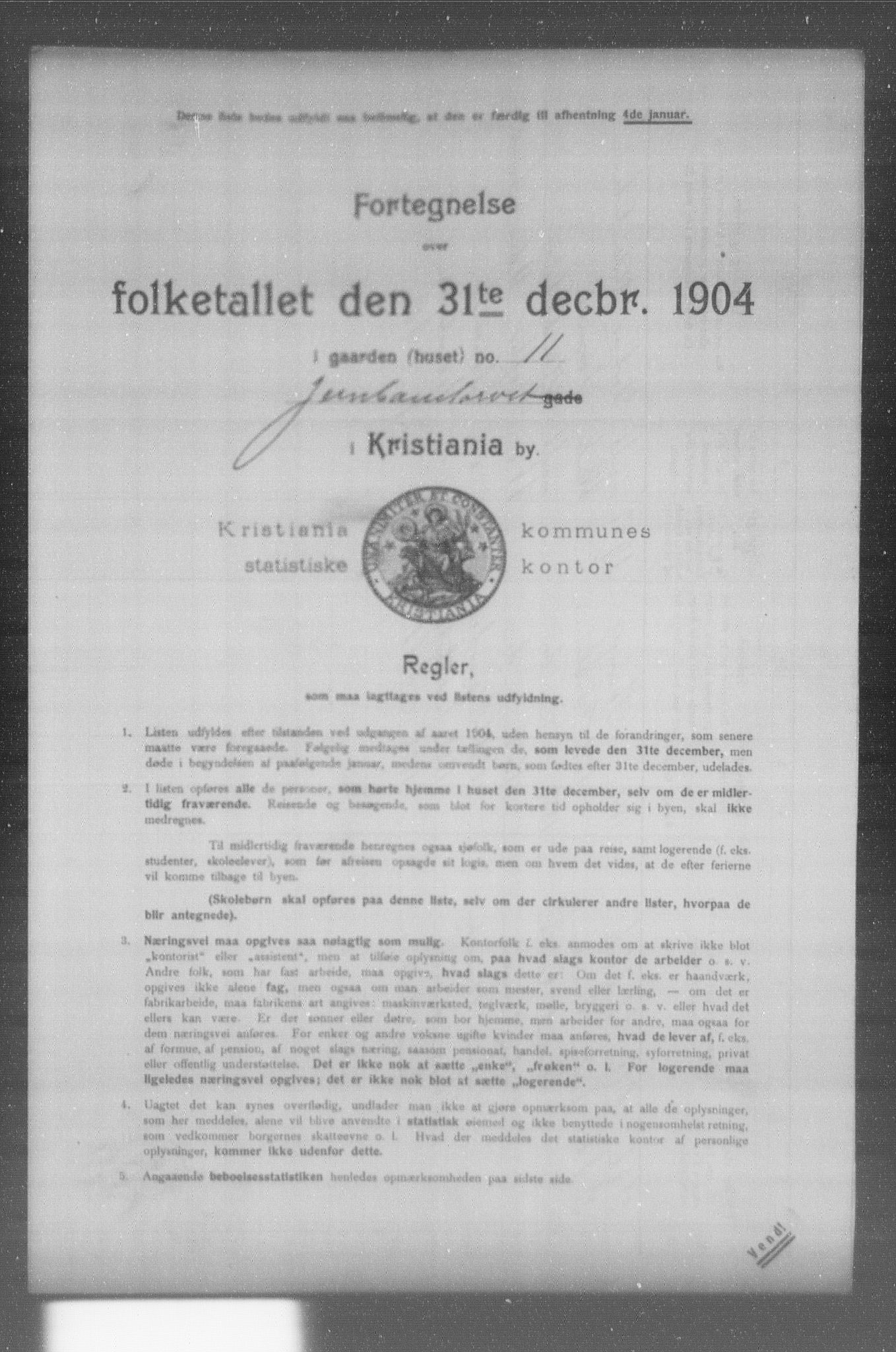 OBA, Kommunal folketelling 31.12.1904 for Kristiania kjøpstad, 1904, s. 8929