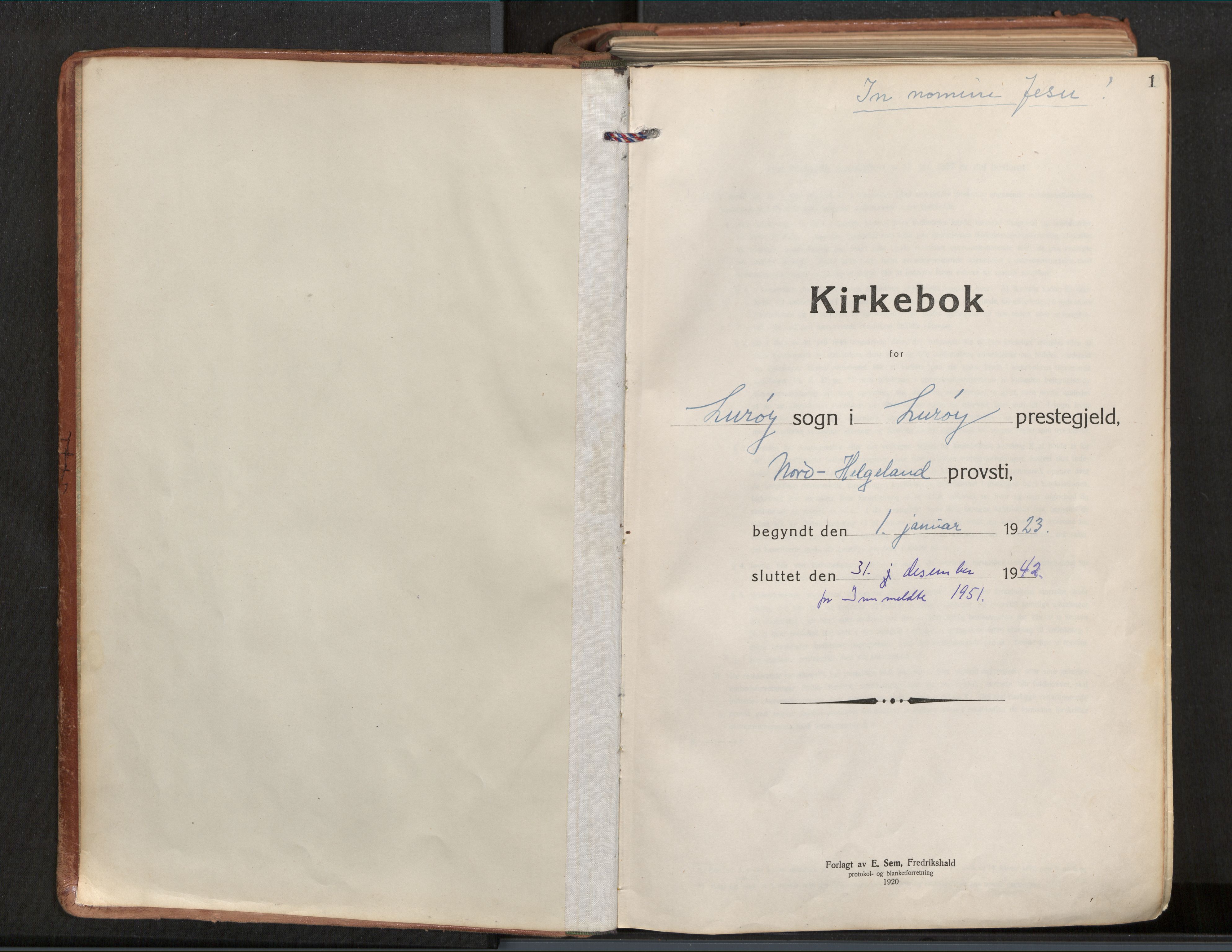 Ministerialprotokoller, klokkerbøker og fødselsregistre - Nordland, SAT/A-1459/839/L0570: Ministerialbok nr. 839A07, 1923-1942, s. 1