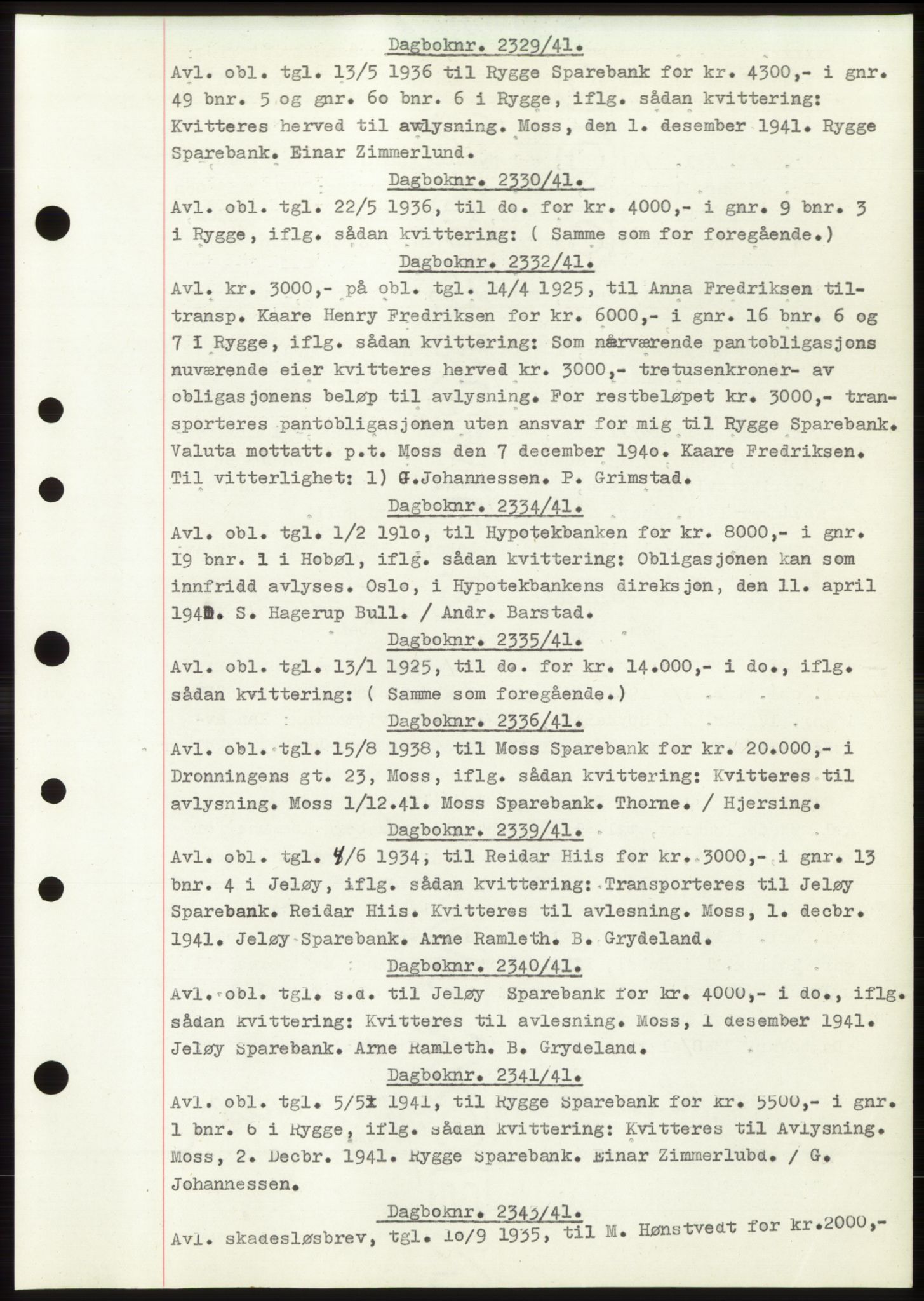 Moss sorenskriveri, SAO/A-10168: Pantebok nr. C10, 1938-1950, Dagboknr: 2329/1941