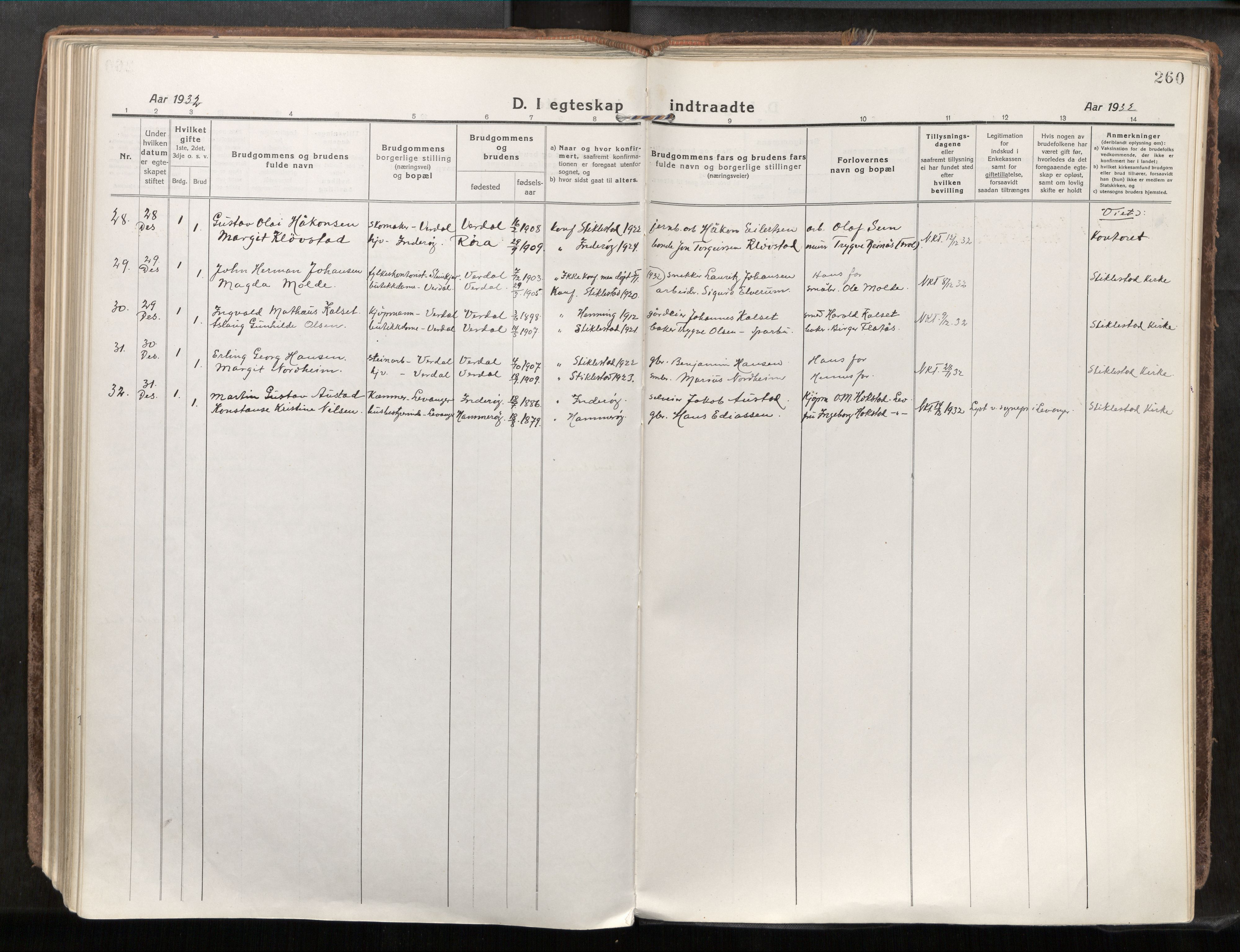 Verdal sokneprestkontor, AV/SAT-A-1156/2/H/Haa/L0001: Ministerialbok nr. 1, 1917-1932, s. 260