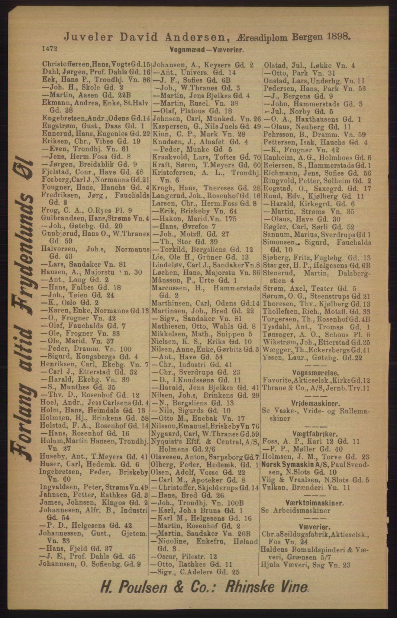 Kristiania/Oslo adressebok, PUBL/-, 1906, s. 1472