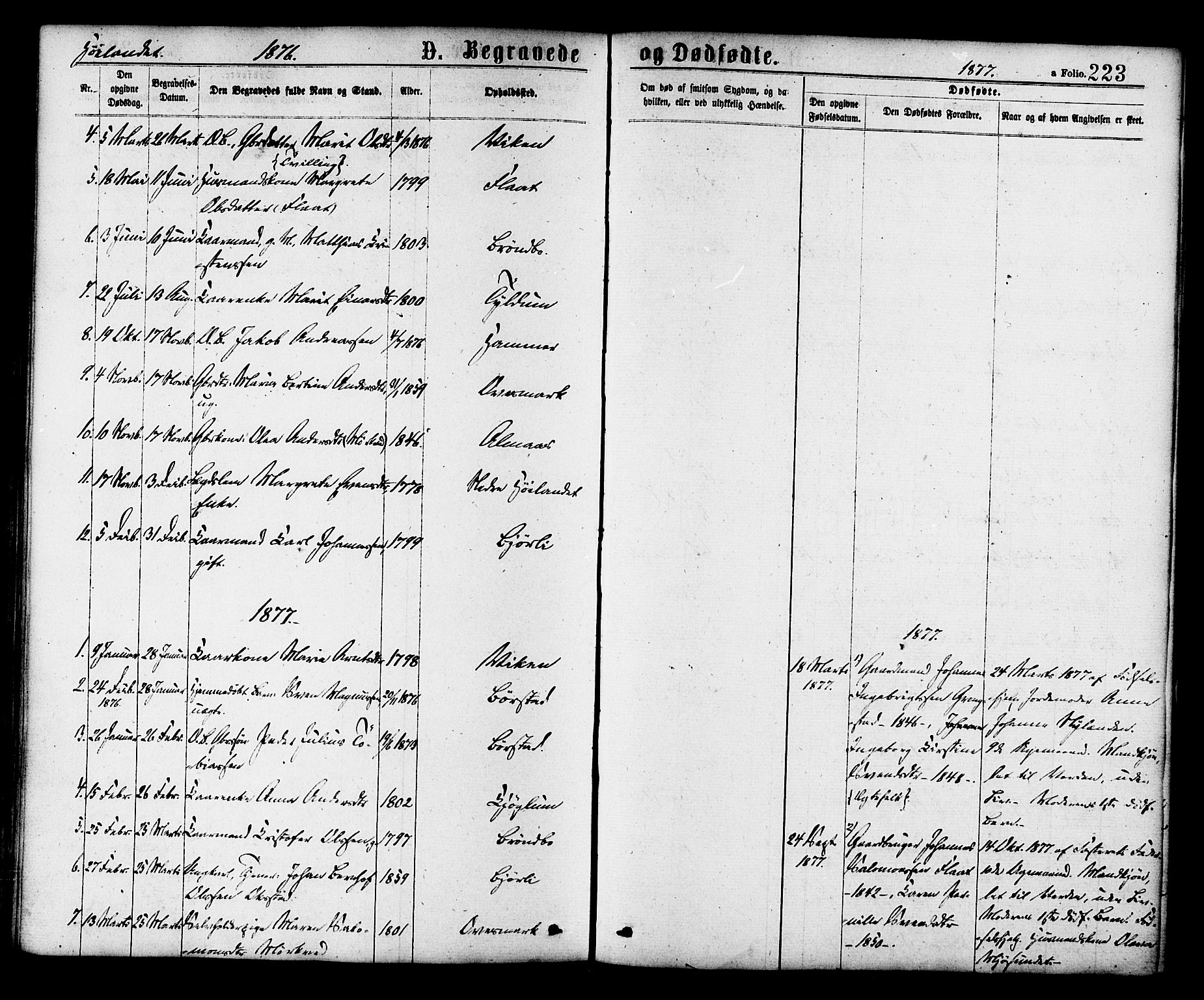 Ministerialprotokoller, klokkerbøker og fødselsregistre - Nord-Trøndelag, SAT/A-1458/758/L0516: Ministerialbok nr. 758A03 /2, 1869-1879, s. 223