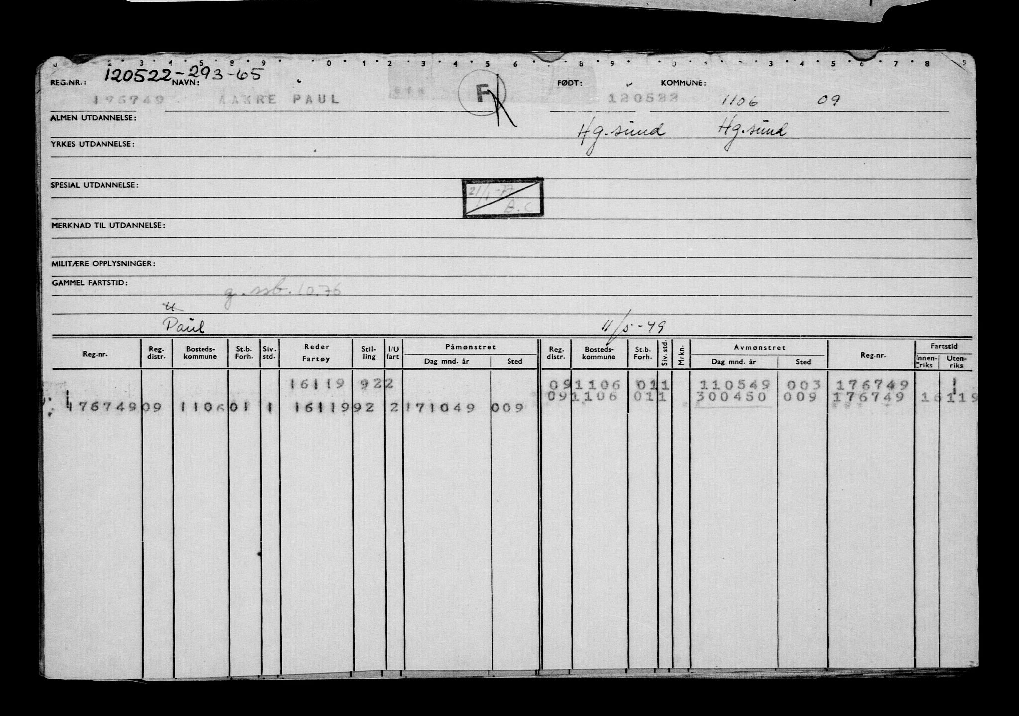 Direktoratet for sjømenn, AV/RA-S-3545/G/Gb/L0206: Hovedkort, 1922, s. 348