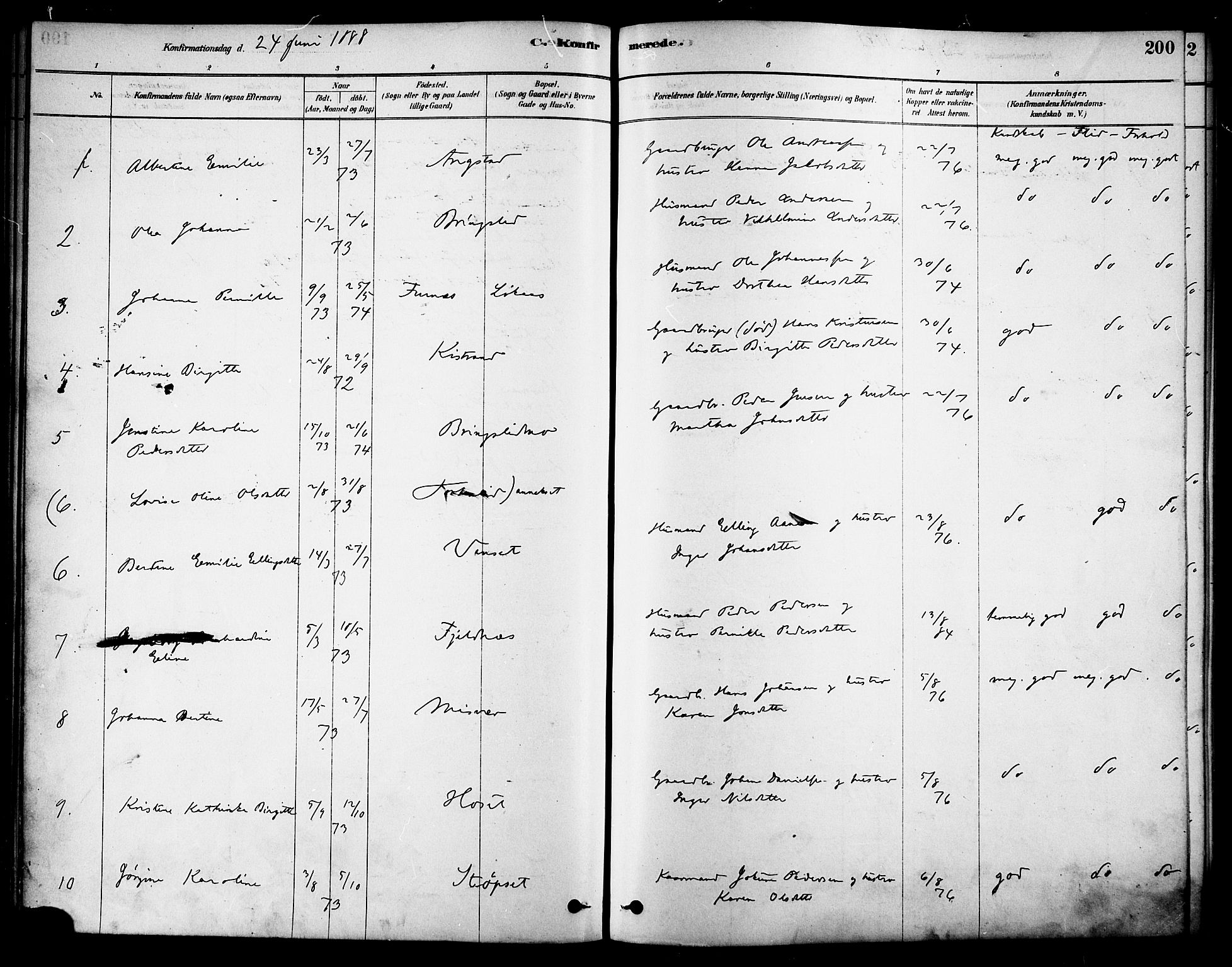 Ministerialprotokoller, klokkerbøker og fødselsregistre - Nordland, SAT/A-1459/852/L0740: Ministerialbok nr. 852A10, 1878-1894, s. 200