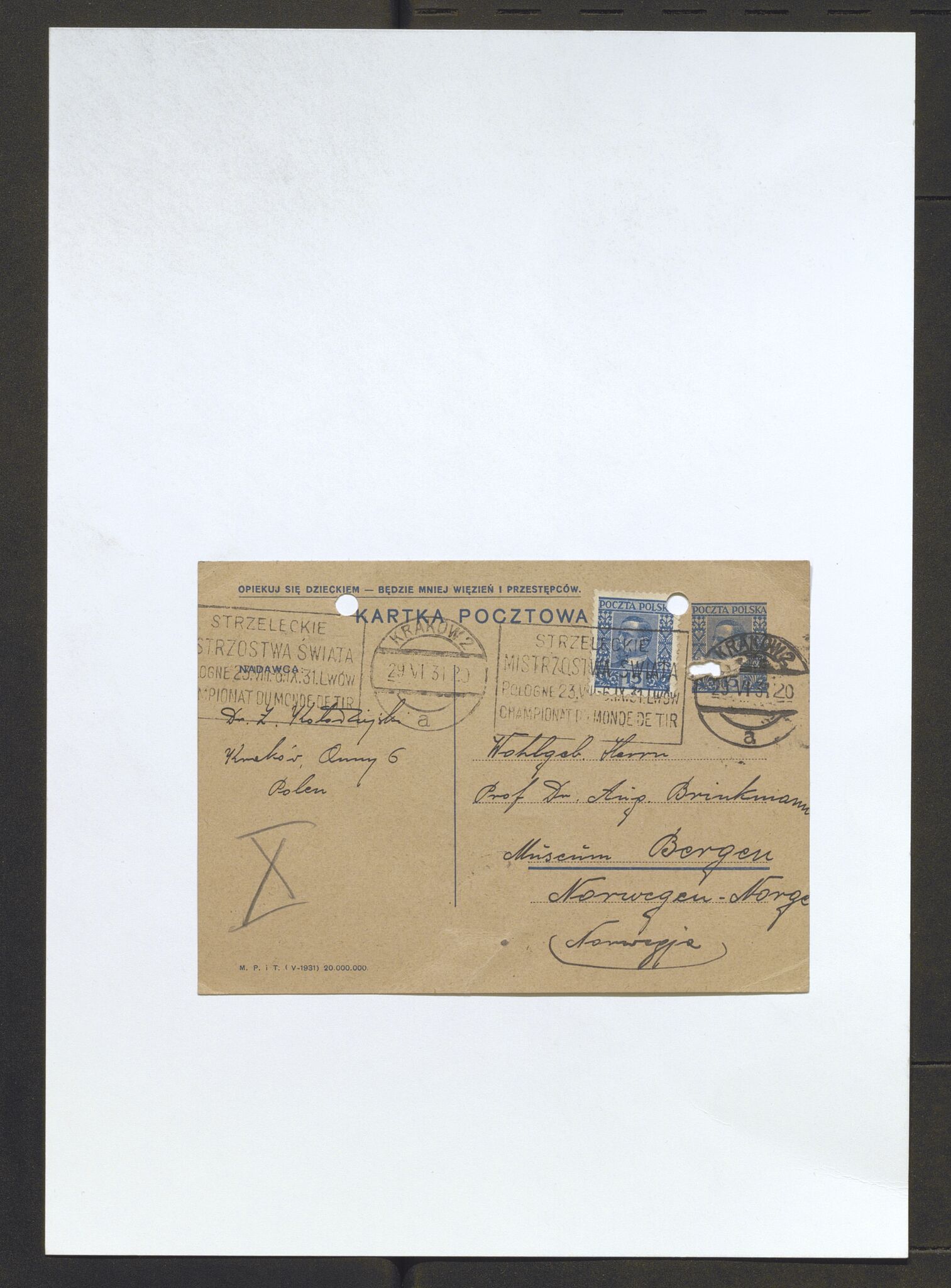 Bergens Museum, AV/SAB-A-17301/13/D/L0002: Korrespondanse , 1928-1940, s. 131
