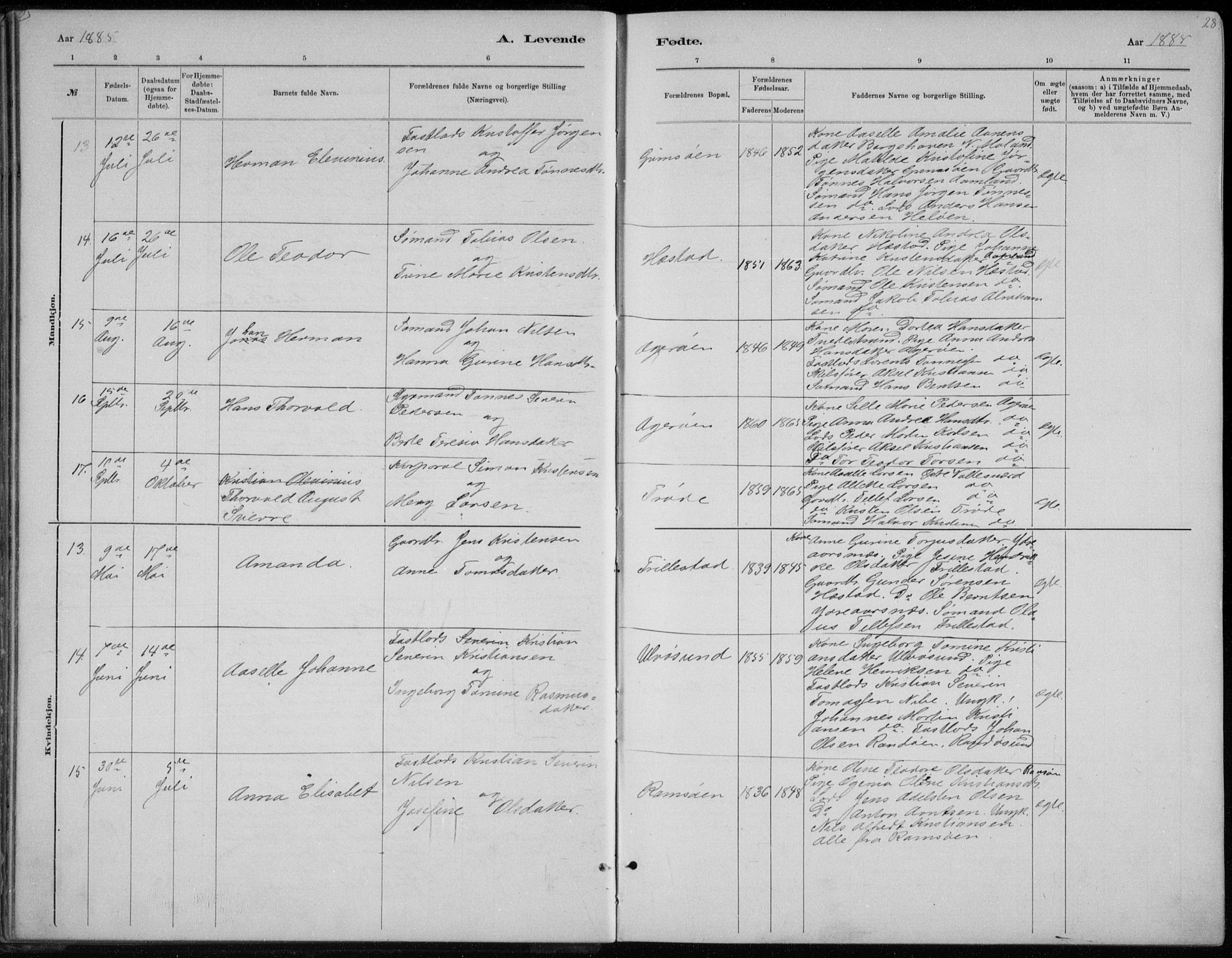 Høvåg sokneprestkontor, AV/SAK-1111-0025/F/Fb/L0004: Klokkerbok nr. B 4, 1883-1898, s. 28