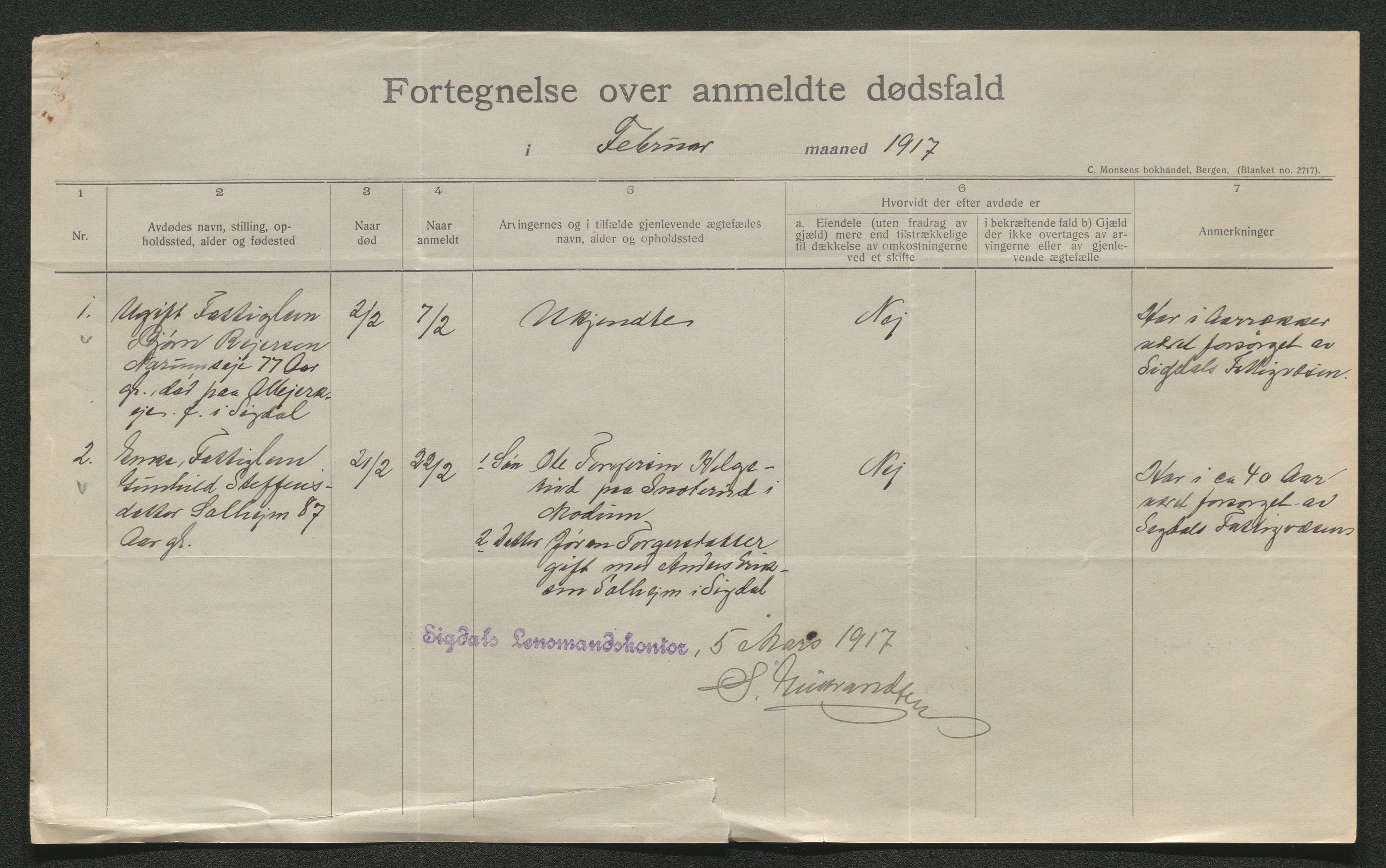 Eiker, Modum og Sigdal sorenskriveri, AV/SAKO-A-123/H/Ha/Hab/L0038: Dødsfallsmeldinger, 1916-1917, s. 765