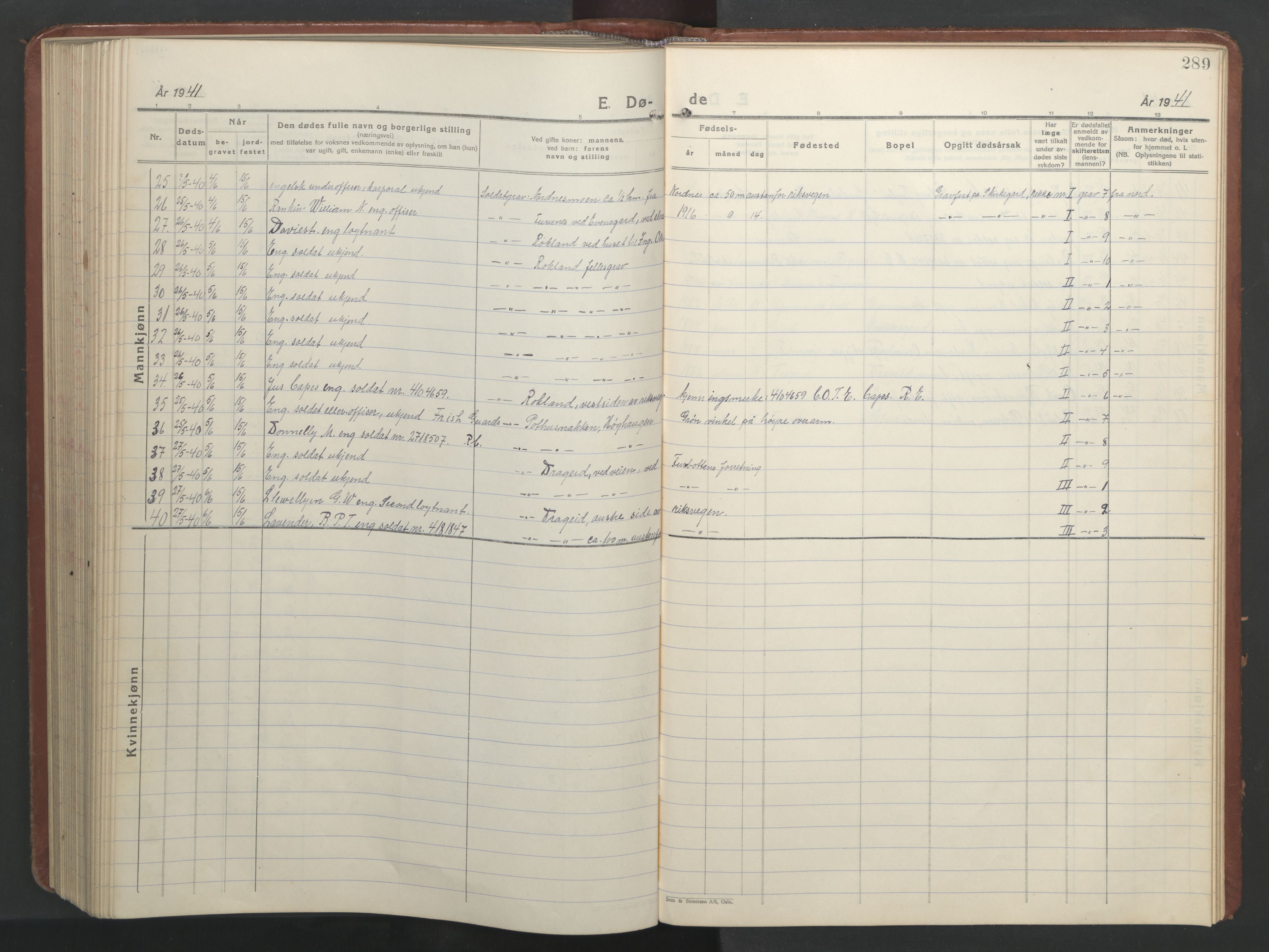 Ministerialprotokoller, klokkerbøker og fødselsregistre - Nordland, SAT/A-1459/847/L0680: Klokkerbok nr. 847C08, 1930-1947, s. 289