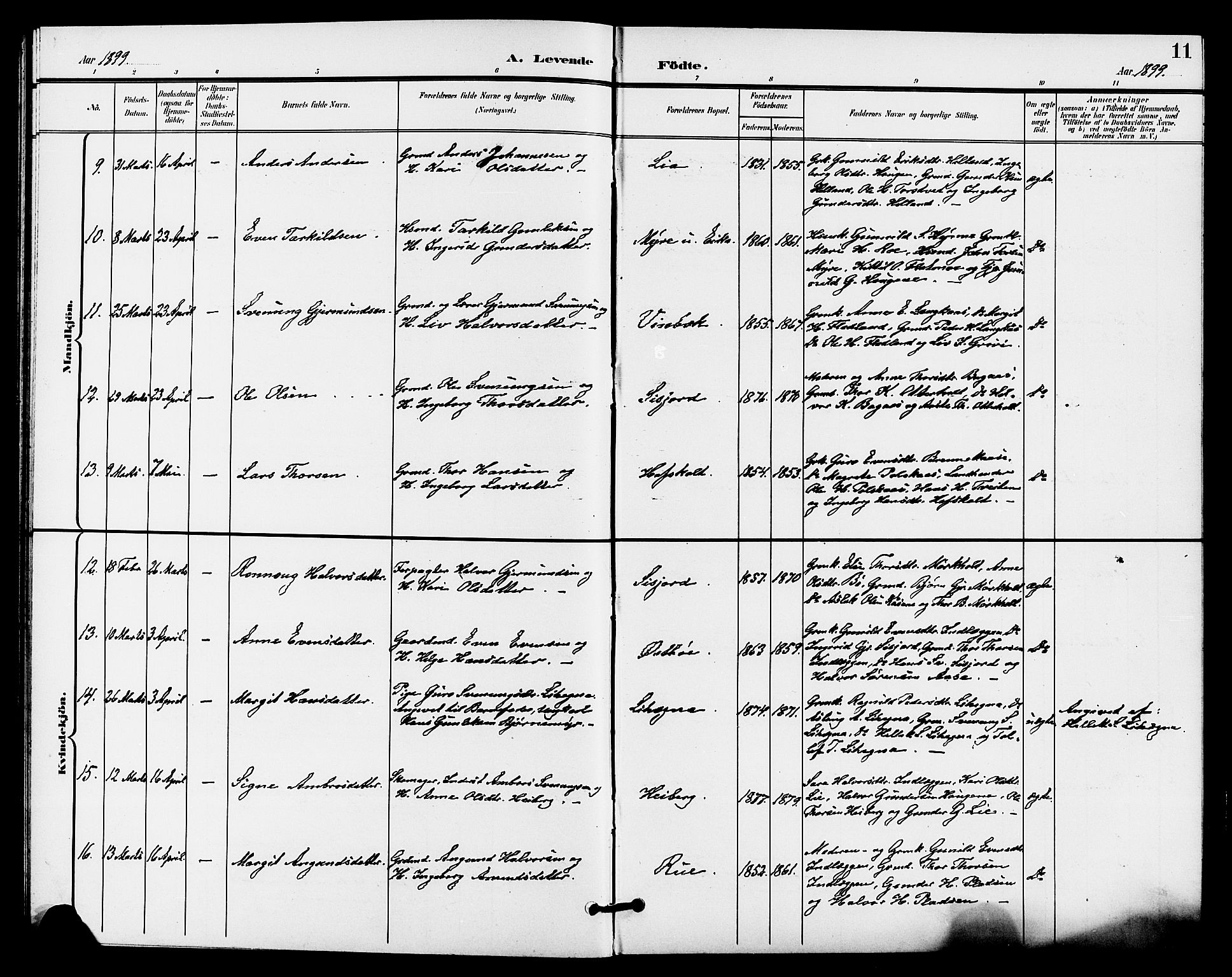 Bø kirkebøker, AV/SAKO-A-257/G/Ga/L0006: Klokkerbok nr. 6, 1898-1909, s. 11