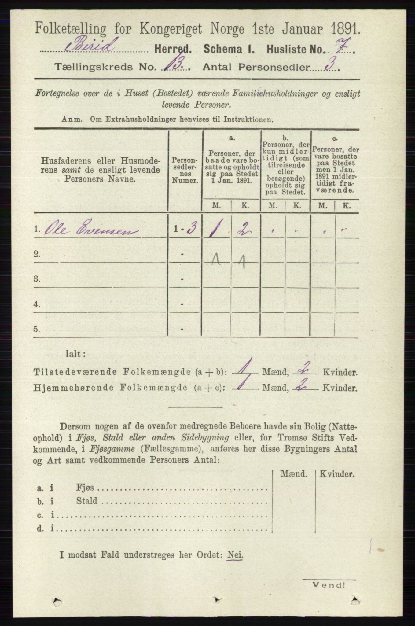 RA, Folketelling 1891 for 0525 Biri herred, 1891, s. 5255