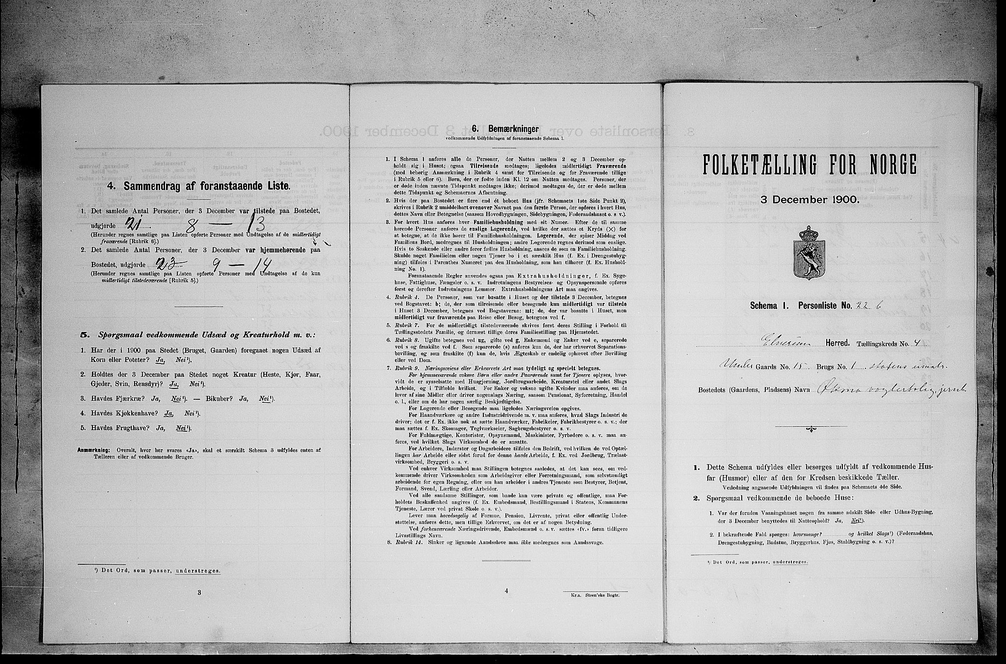 SAH, Folketelling 1900 for 0427 Elverum herred, 1900, s. 535