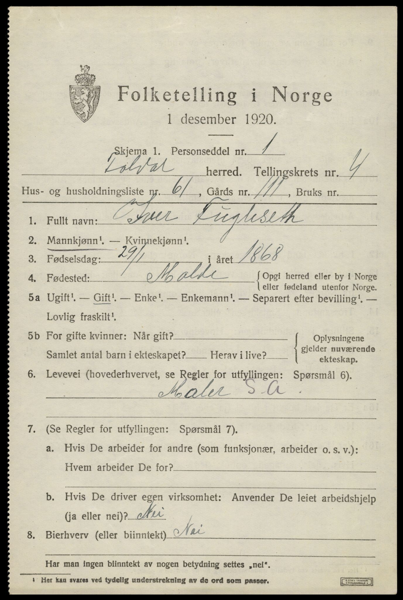 SAH, Folketelling 1920 for 0439 Folldal herred, 1920, s. 2973