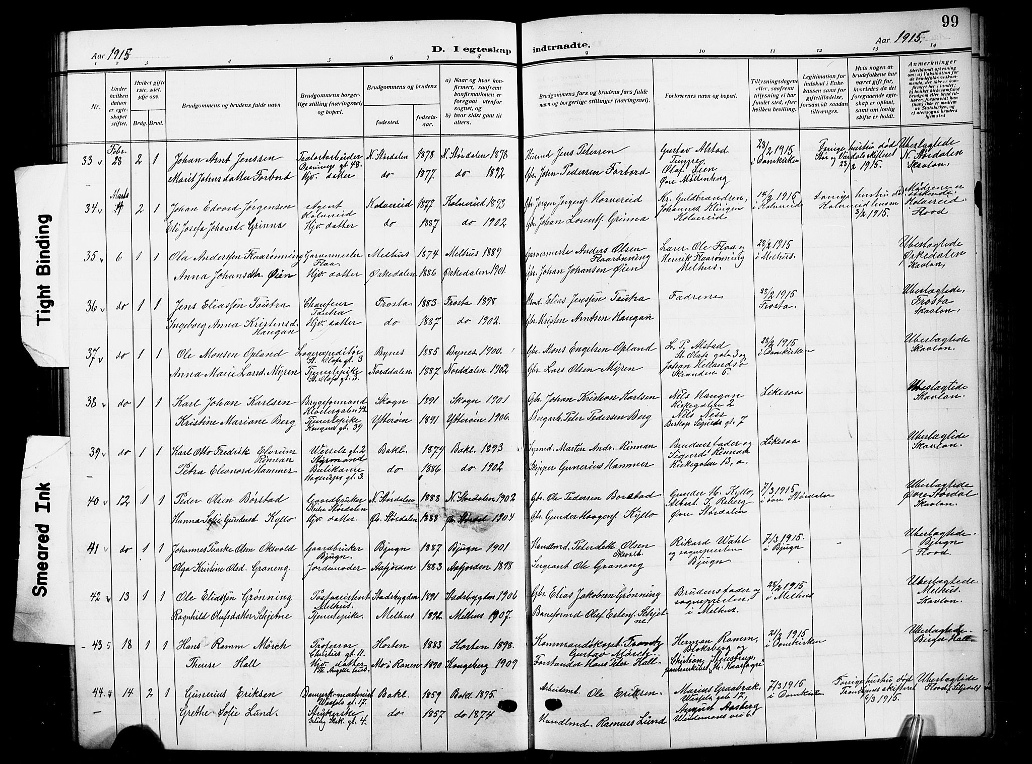 Ministerialprotokoller, klokkerbøker og fødselsregistre - Sør-Trøndelag, SAT/A-1456/601/L0097: Klokkerbok nr. 601C15, 1911-1921, s. 99
