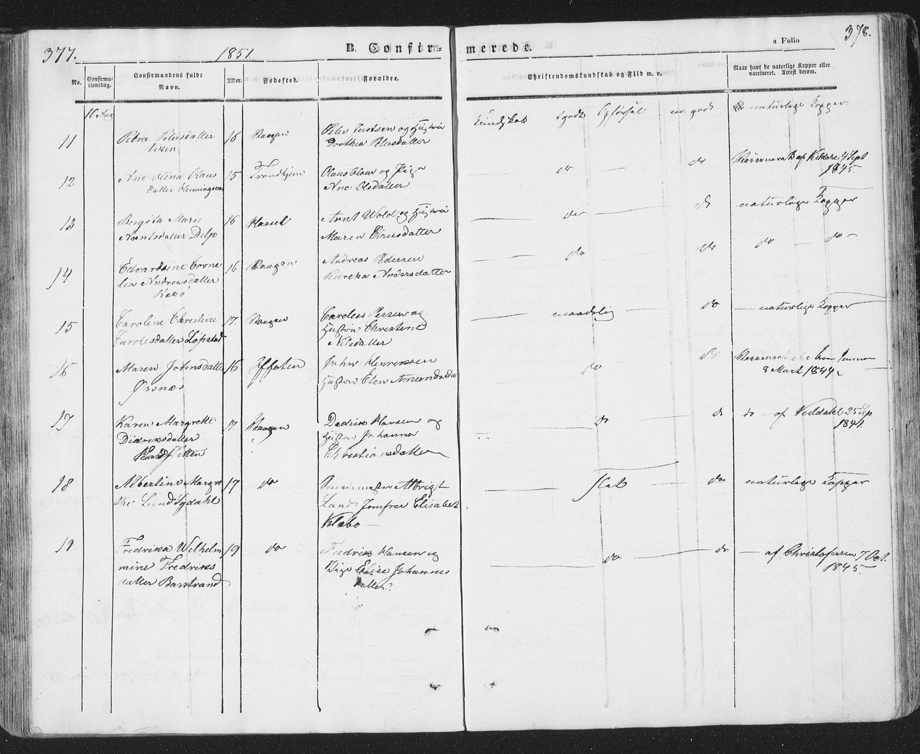 Ministerialprotokoller, klokkerbøker og fødselsregistre - Nordland, SAT/A-1459/874/L1072: Klokkerbok nr. 874C01, 1843-1859, s. 377-378