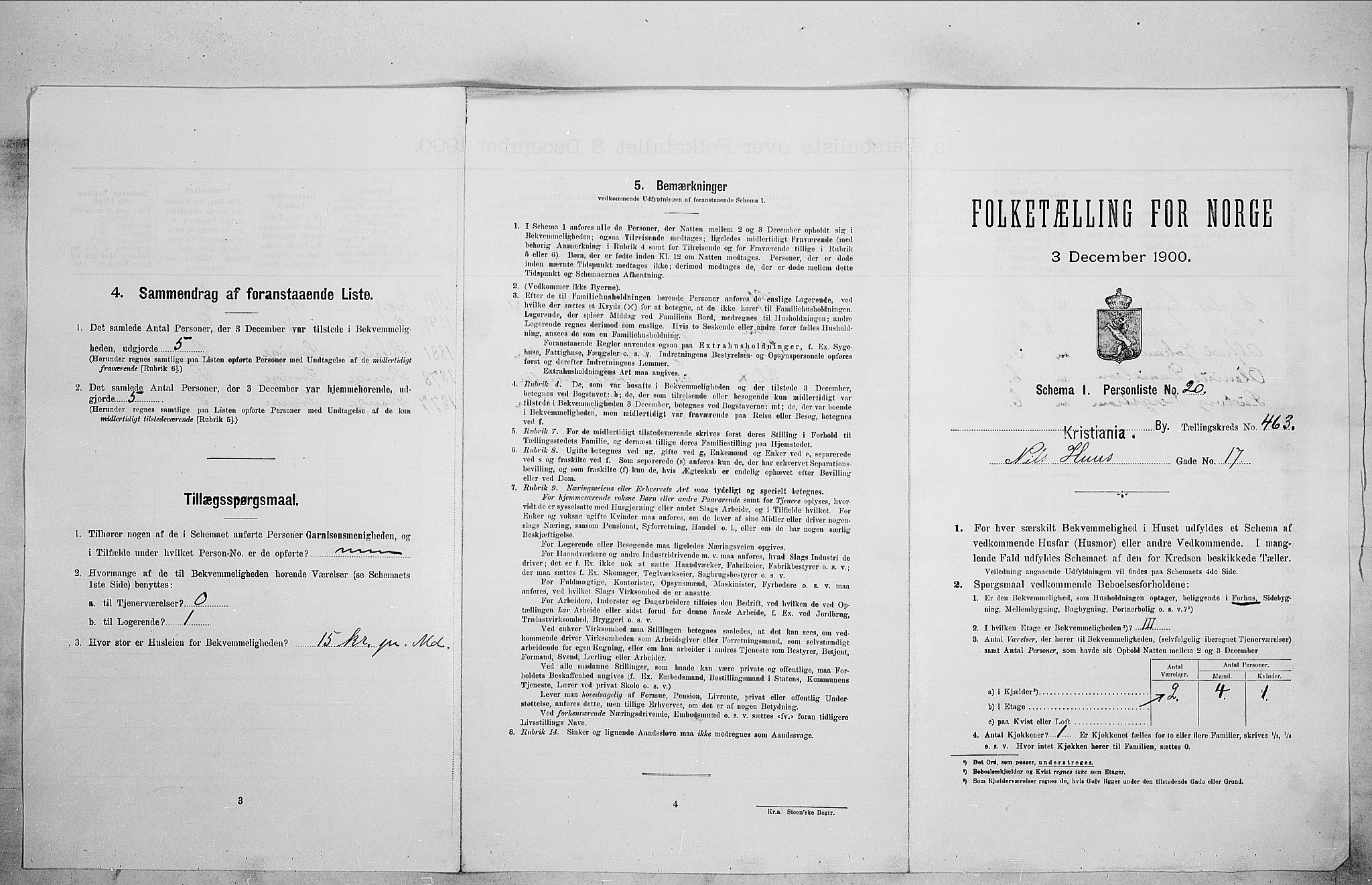 SAO, Folketelling 1900 for 0301 Kristiania kjøpstad, 1900, s. 63554