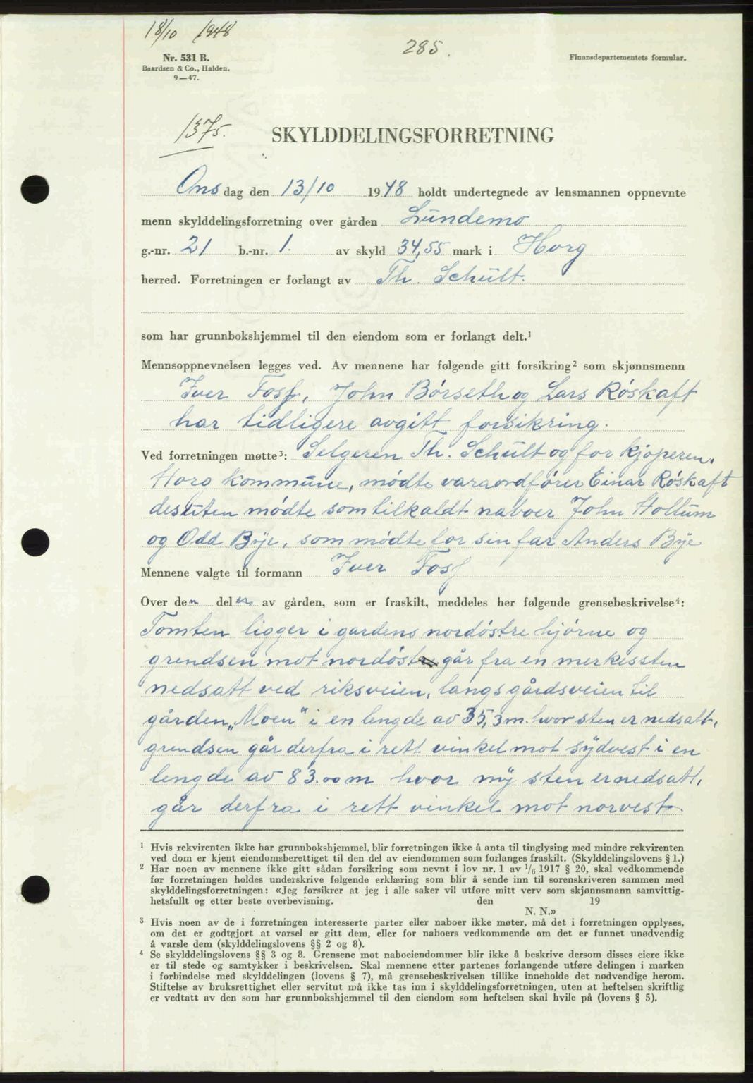 Gauldal sorenskriveri, SAT/A-0014/1/2/2C: Pantebok nr. A6, 1948-1948, Dagboknr: 1375/1948