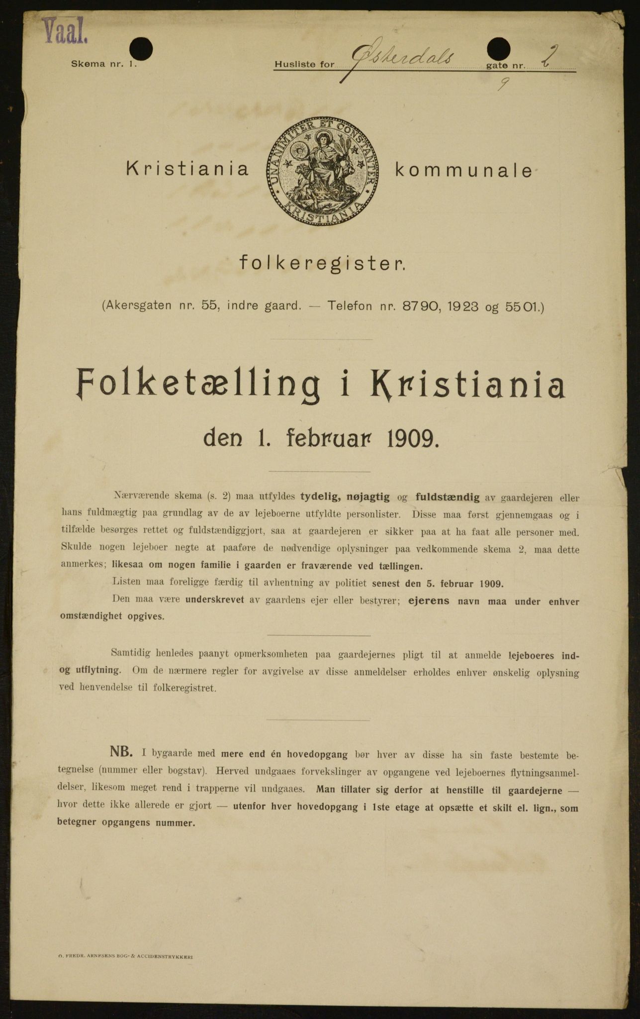OBA, Kommunal folketelling 1.2.1909 for Kristiania kjøpstad, 1909, s. 117064