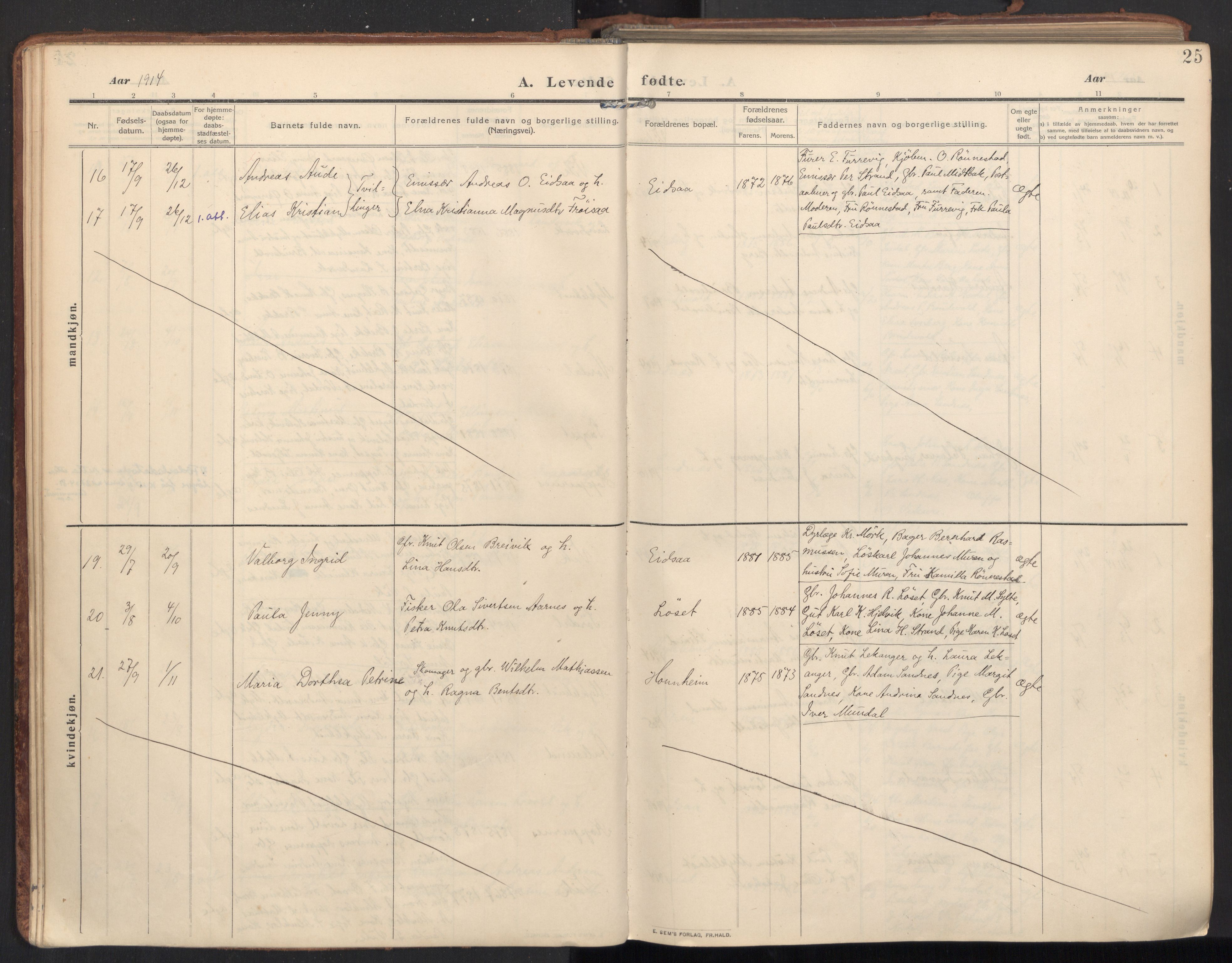 Ministerialprotokoller, klokkerbøker og fødselsregistre - Møre og Romsdal, AV/SAT-A-1454/502/L0026: Ministerialbok nr. 502A04, 1909-1933, s. 25