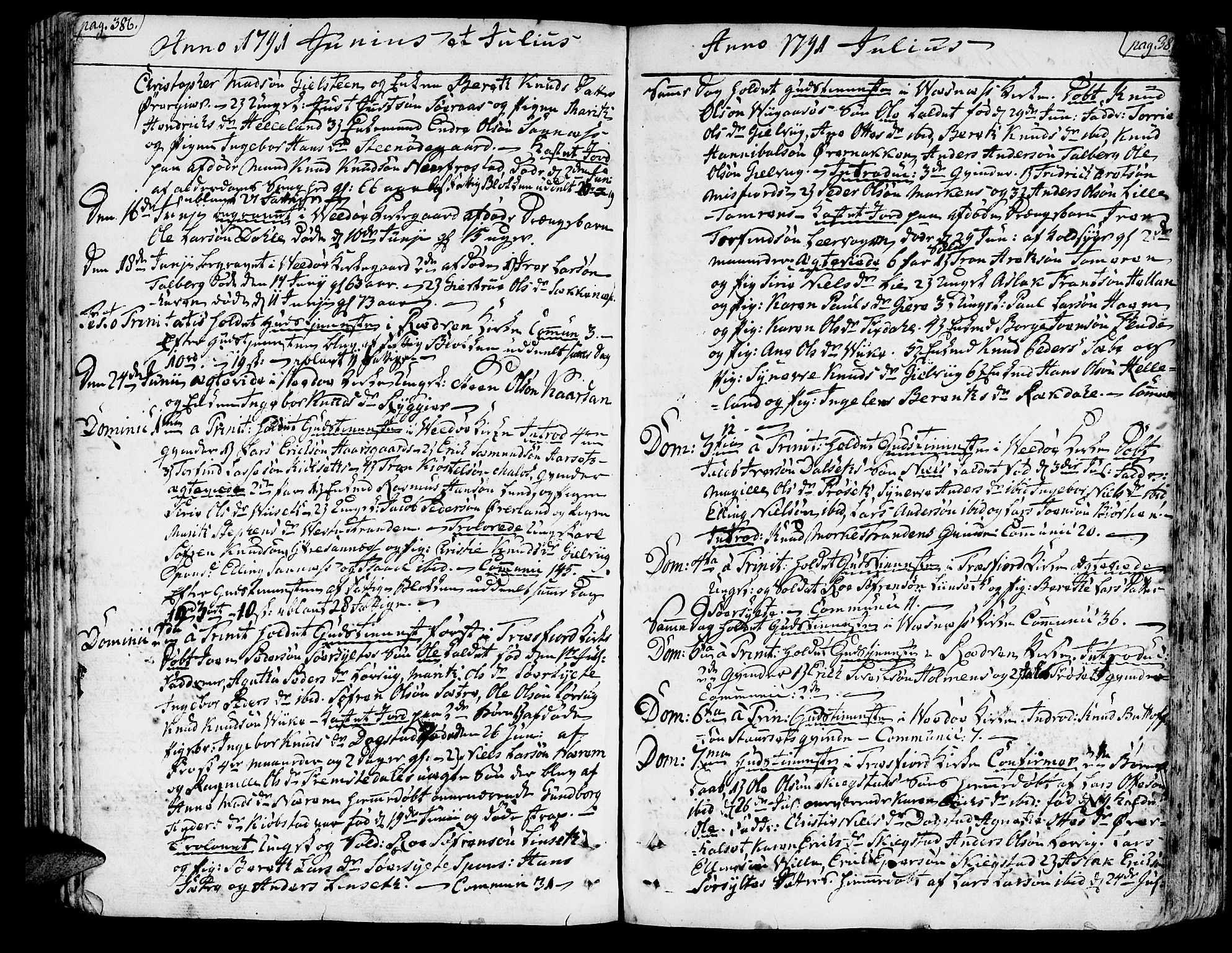 Ministerialprotokoller, klokkerbøker og fødselsregistre - Møre og Romsdal, AV/SAT-A-1454/547/L0600: Ministerialbok nr. 547A02, 1765-1799, s. 386-387