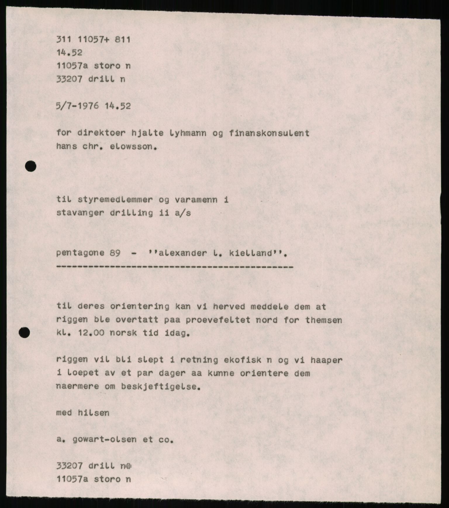 Pa 1503 - Stavanger Drilling AS, SAST/A-101906/A/Ab/Abc/L0006: Styrekorrespondanse Stavanger Drilling II A/S, 1974-1977, s. 374