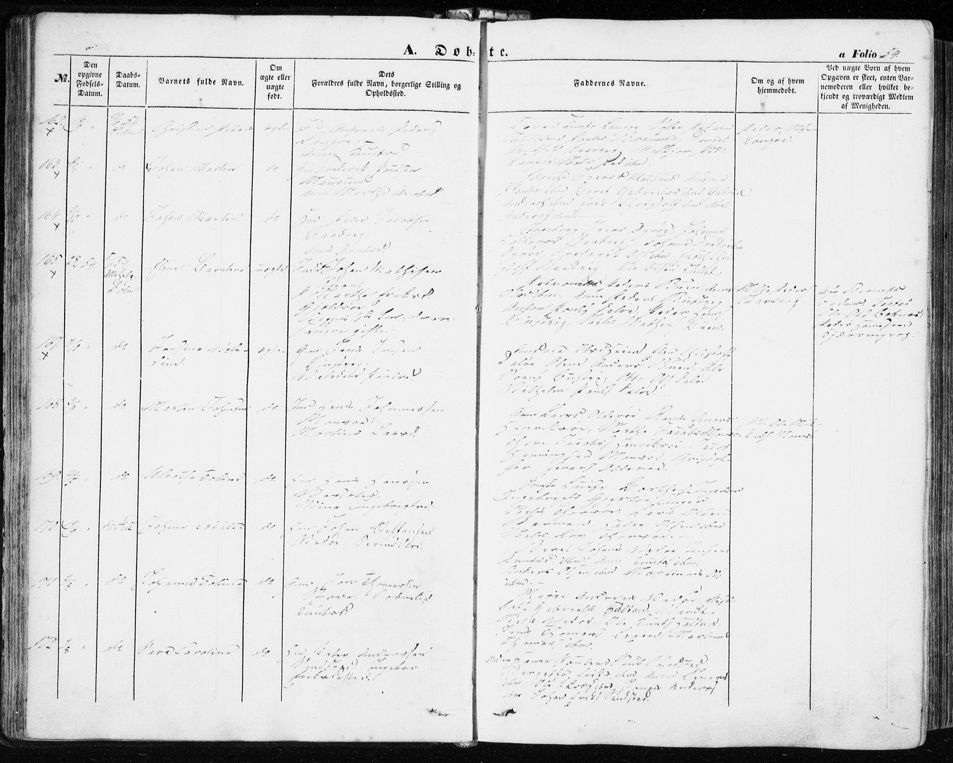 Ministerialprotokoller, klokkerbøker og fødselsregistre - Sør-Trøndelag, SAT/A-1456/634/L0530: Ministerialbok nr. 634A06, 1852-1860, s. 54