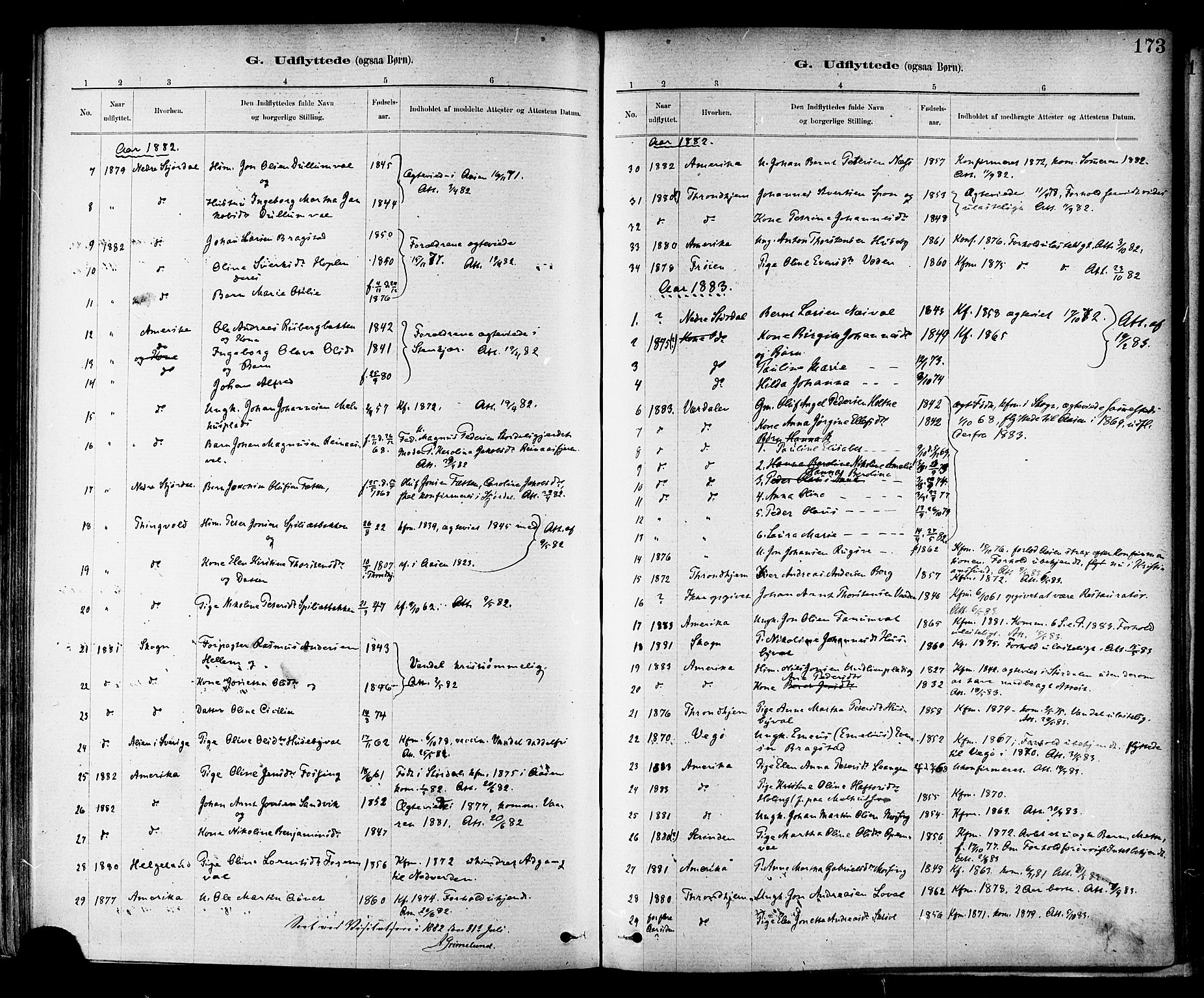 Ministerialprotokoller, klokkerbøker og fødselsregistre - Nord-Trøndelag, AV/SAT-A-1458/714/L0130: Ministerialbok nr. 714A01, 1878-1895, s. 173