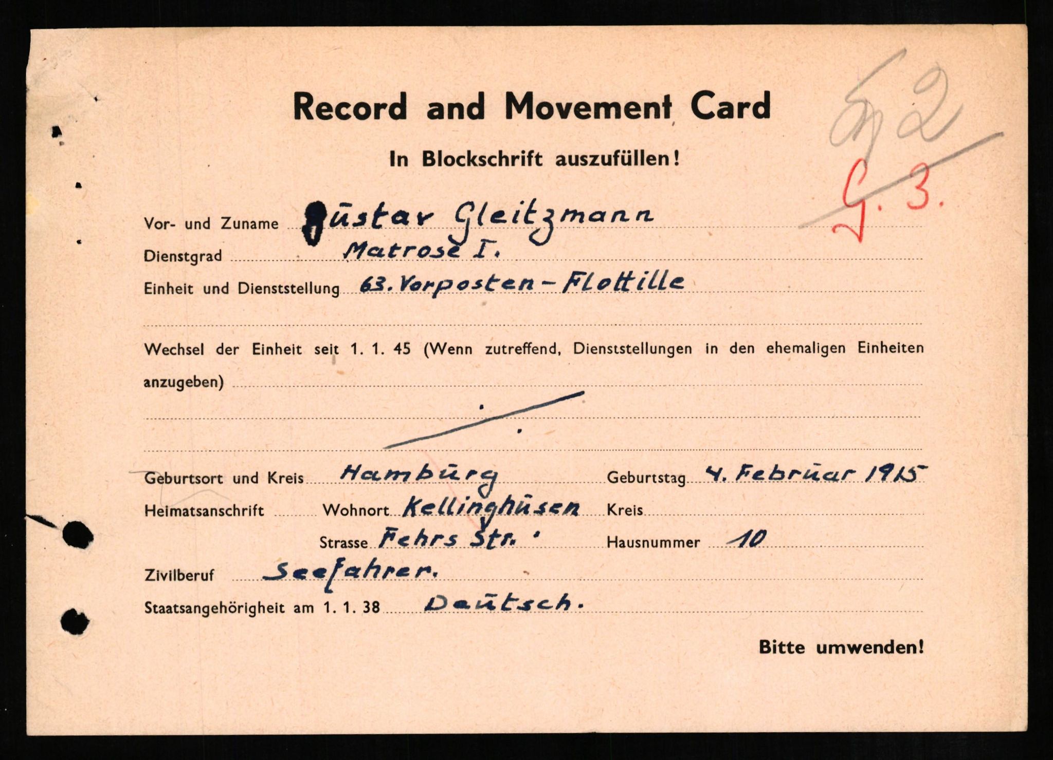 Forsvaret, Forsvarets overkommando II, AV/RA-RAFA-3915/D/Db/L0009: CI Questionaires. Tyske okkupasjonsstyrker i Norge. Tyskere., 1945-1946, s. 534