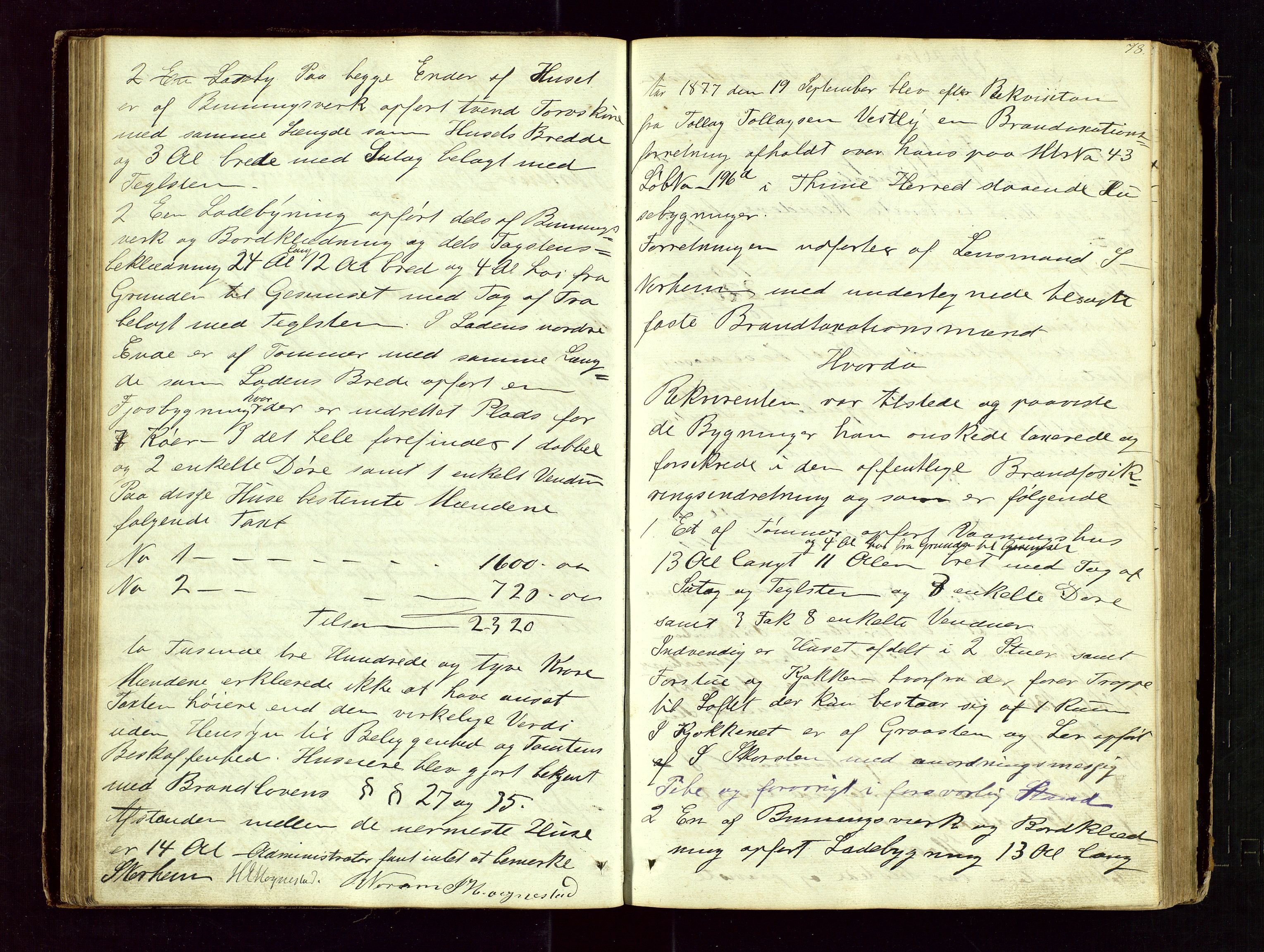 Time lensmannskontor, SAST/A-100420/Goa/L0001: "Brandtaxations-Protocol for Houglands Thinglaug", 1846-1904, s. 77b-78a