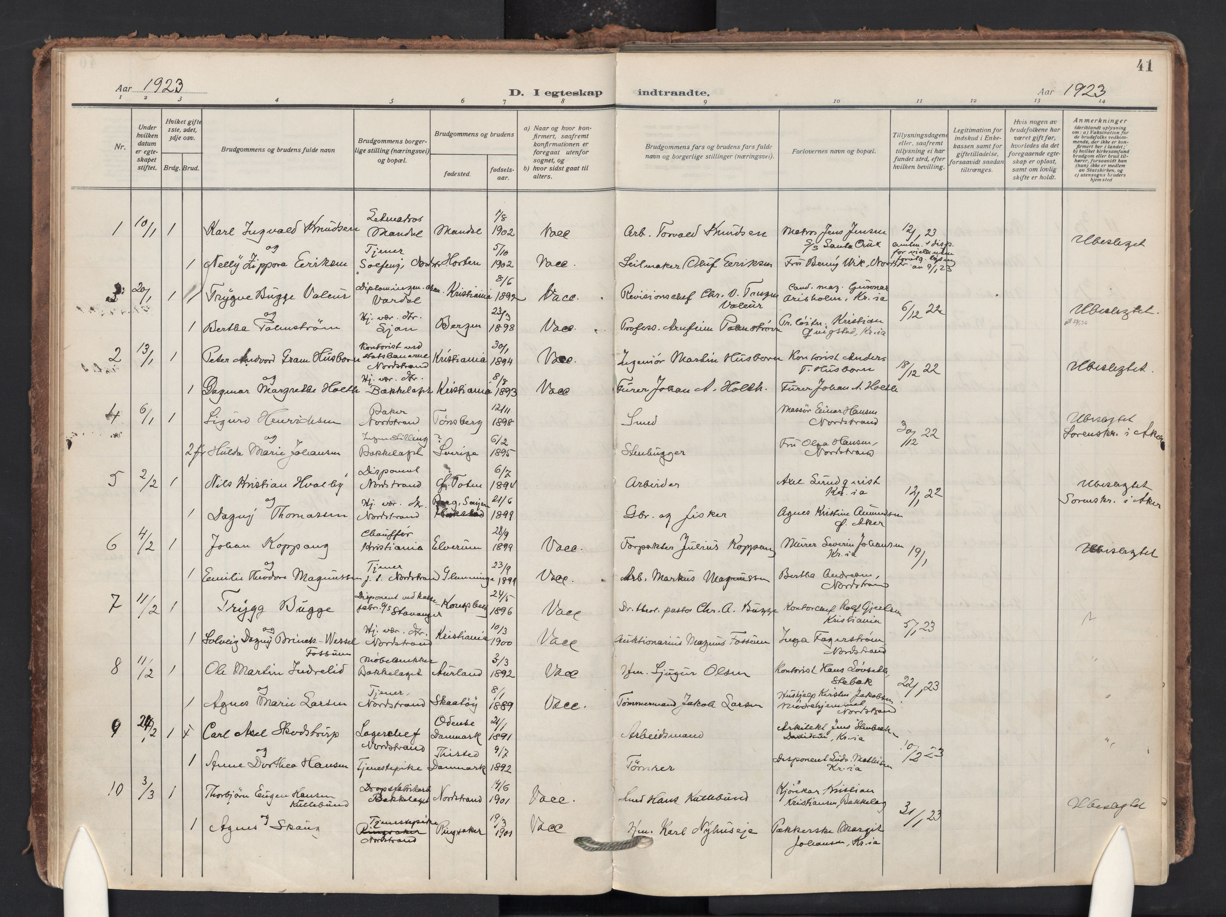 Nordstrand prestekontor Kirkebøker, AV/SAO-A-10362a/F/Fa/L0003: Ministerialbok nr. 3, 1914-1932, s. 41