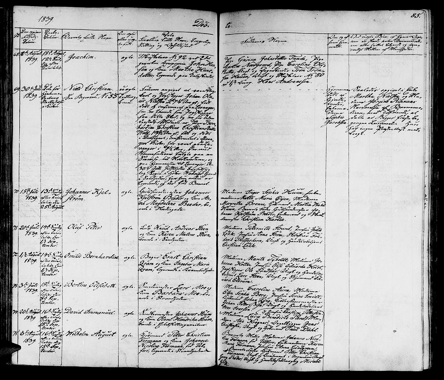 Ministerialprotokoller, klokkerbøker og fødselsregistre - Sør-Trøndelag, SAT/A-1456/602/L0136: Klokkerbok nr. 602C04, 1833-1845, s. 85
