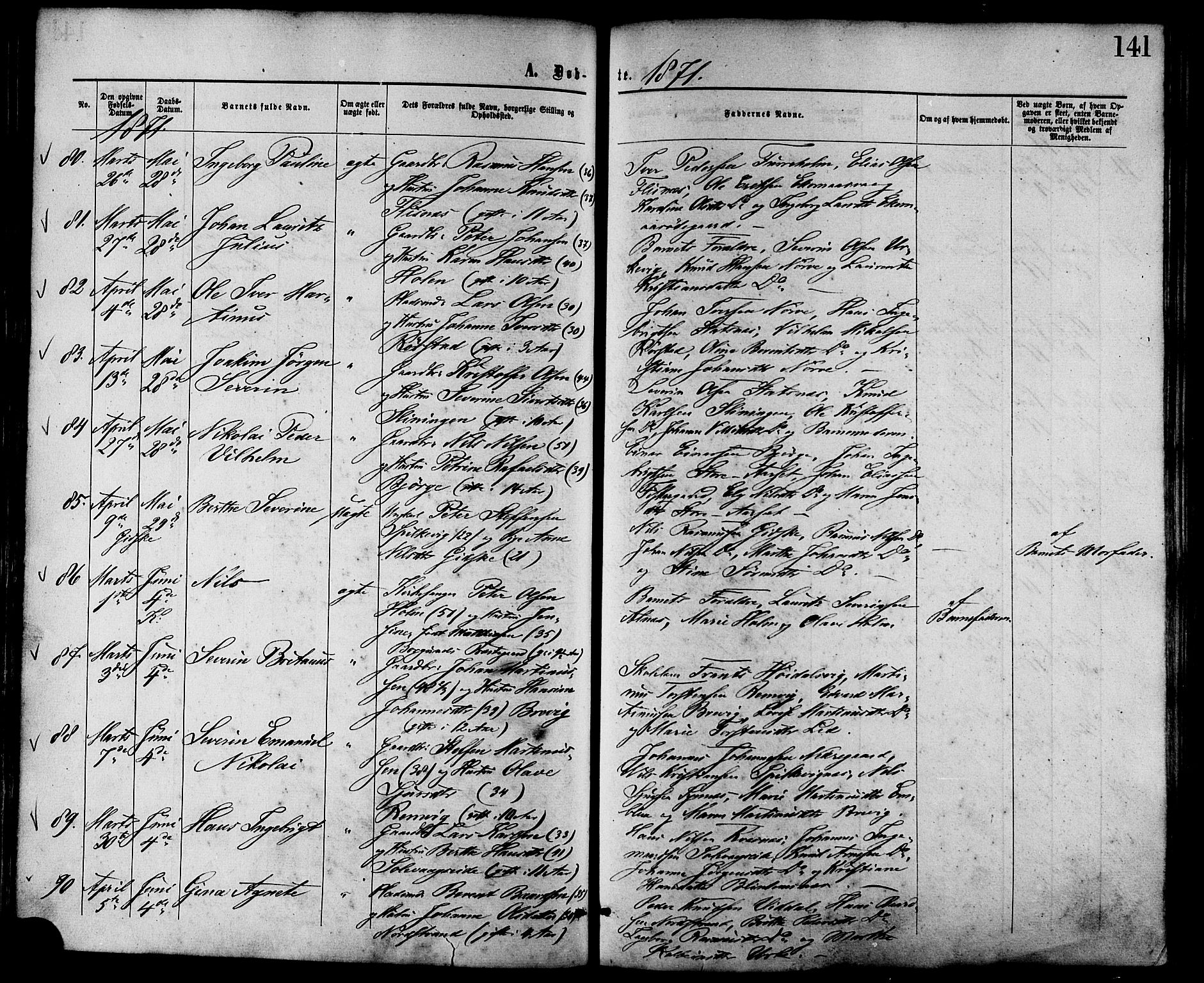 Ministerialprotokoller, klokkerbøker og fødselsregistre - Møre og Romsdal, AV/SAT-A-1454/528/L0399: Ministerialbok nr. 528A10, 1864-1879, s. 141