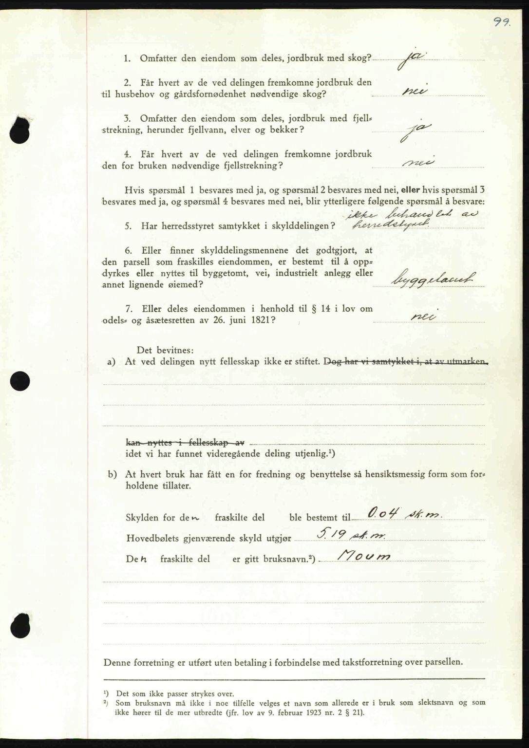 Orkdal sorenskriveri, AV/SAT-A-4169/1/2/2C: Pantebok nr. A, 1947-1947, Dagboknr: 854/1947