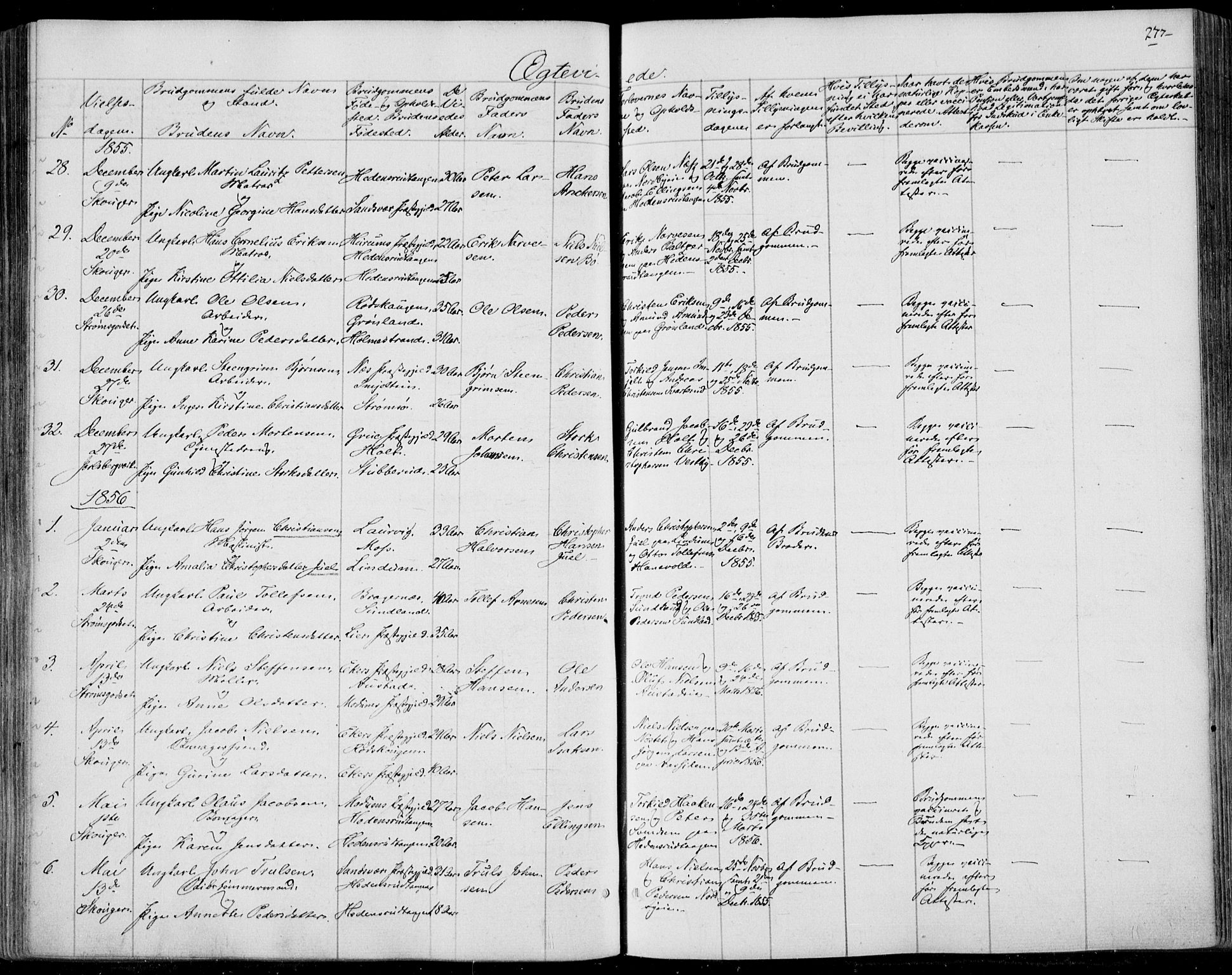 Skoger kirkebøker, AV/SAKO-A-59/F/Fa/L0003: Ministerialbok nr. I 3, 1842-1861, s. 277
