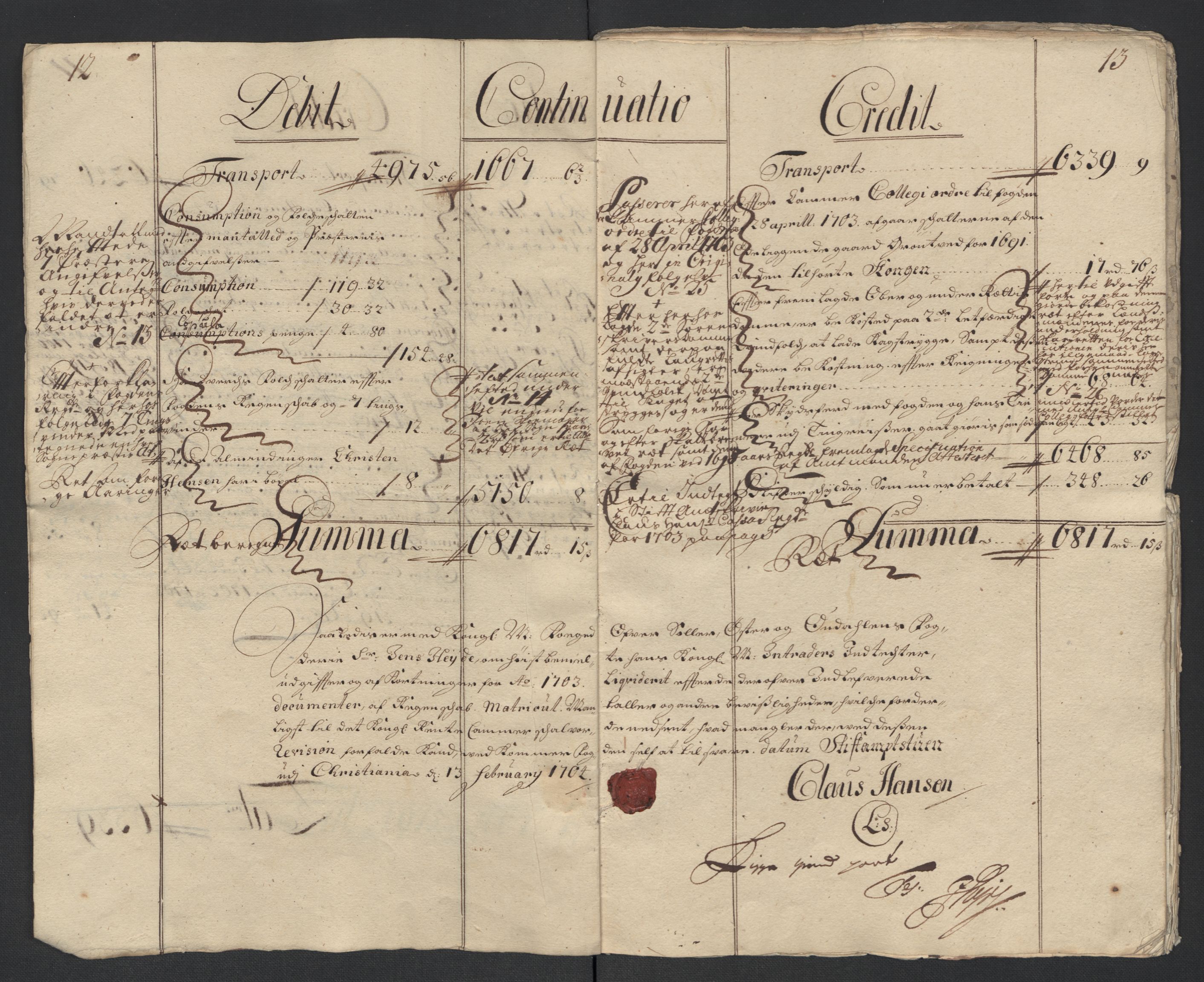 Rentekammeret inntil 1814, Reviderte regnskaper, Fogderegnskap, AV/RA-EA-4092/R13/L0841: Fogderegnskap Solør, Odal og Østerdal, 1703, s. 10