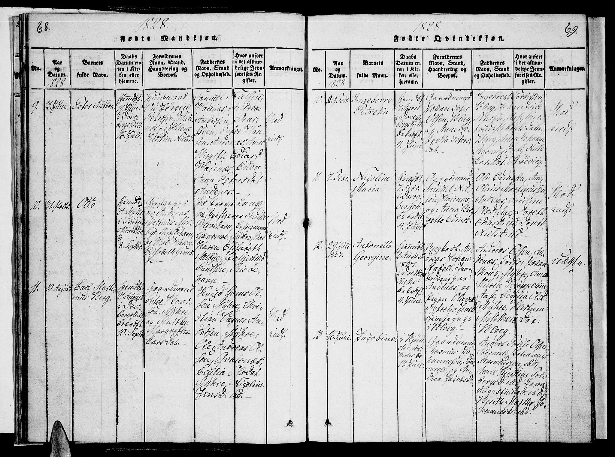 Ministerialprotokoller, klokkerbøker og fødselsregistre - Nordland, AV/SAT-A-1459/897/L1395: Ministerialbok nr. 897A03, 1820-1841, s. 68-69