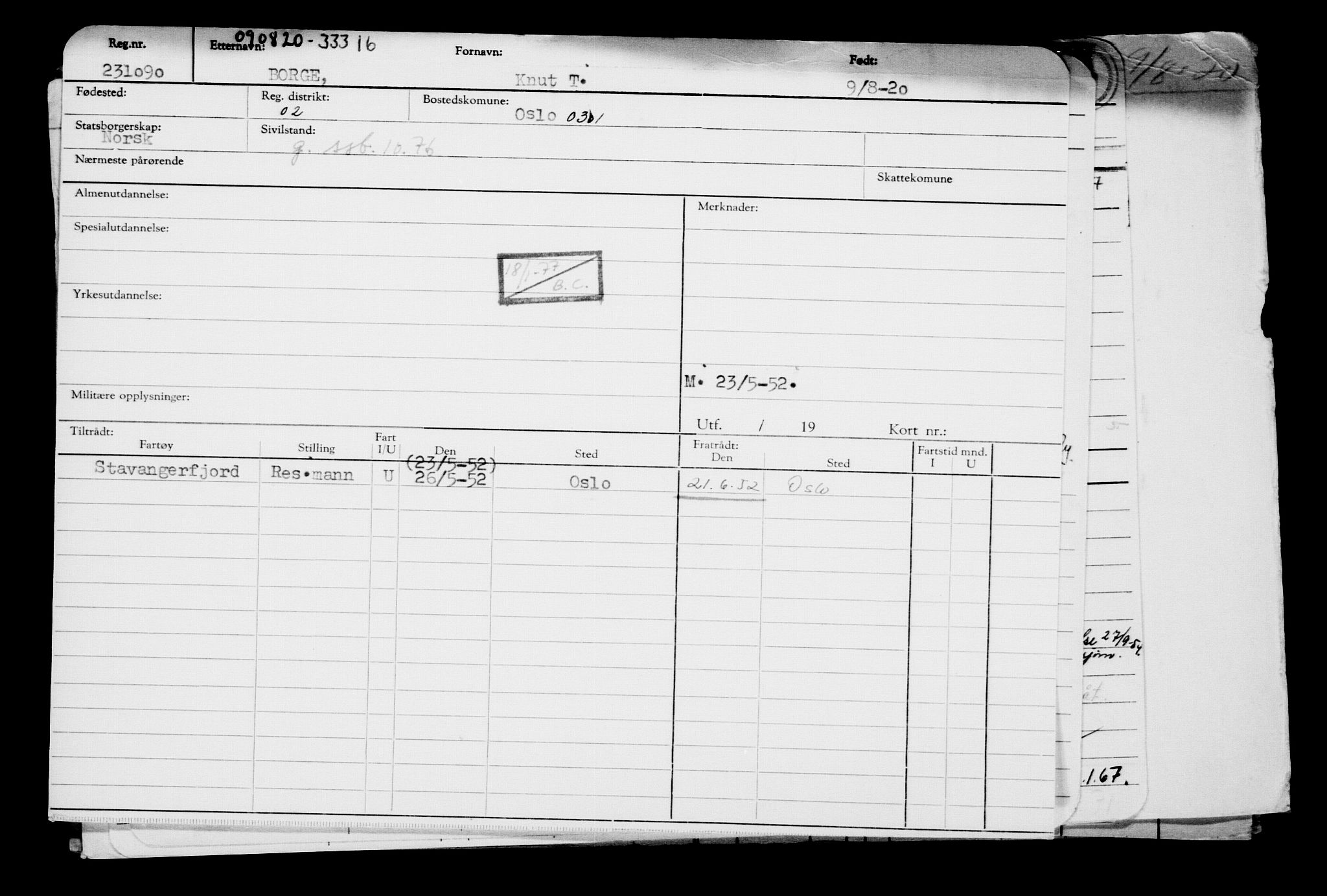 Direktoratet for sjømenn, AV/RA-S-3545/G/Gb/L0184: Hovedkort, 1920, s. 166