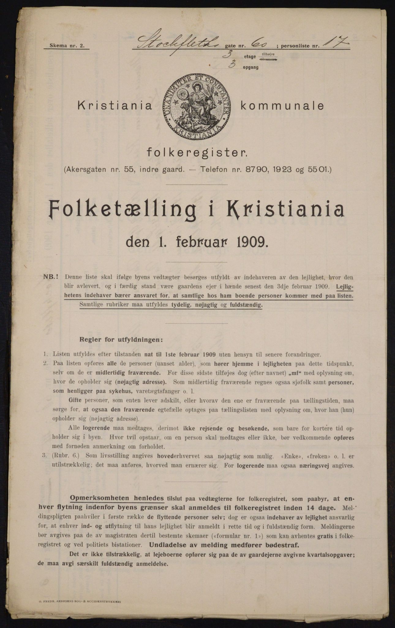 OBA, Kommunal folketelling 1.2.1909 for Kristiania kjøpstad, 1909, s. 92574