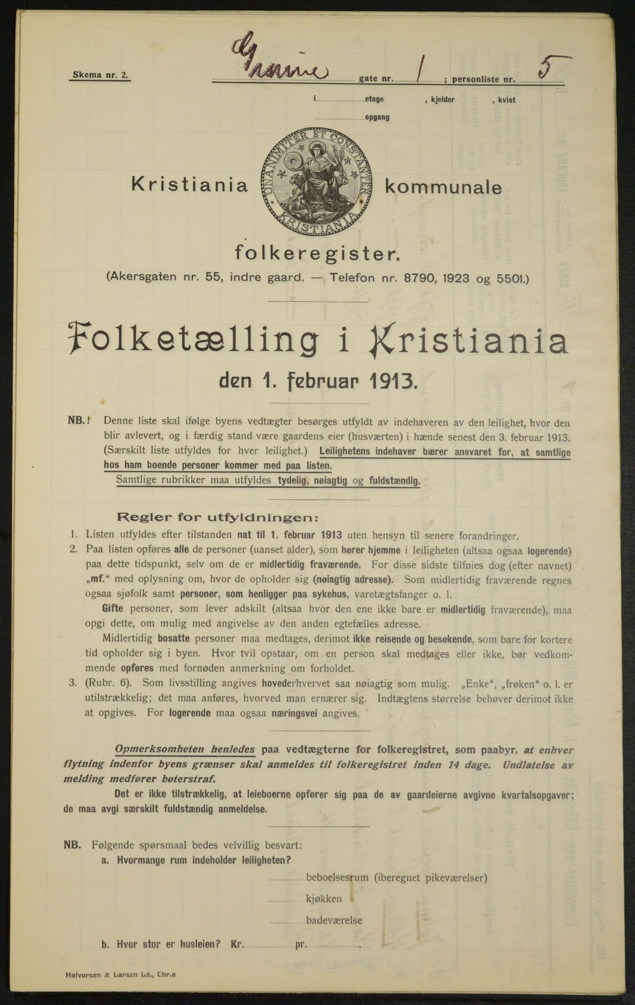 OBA, Kommunal folketelling 1.2.1913 for Kristiania, 1913, s. 32333